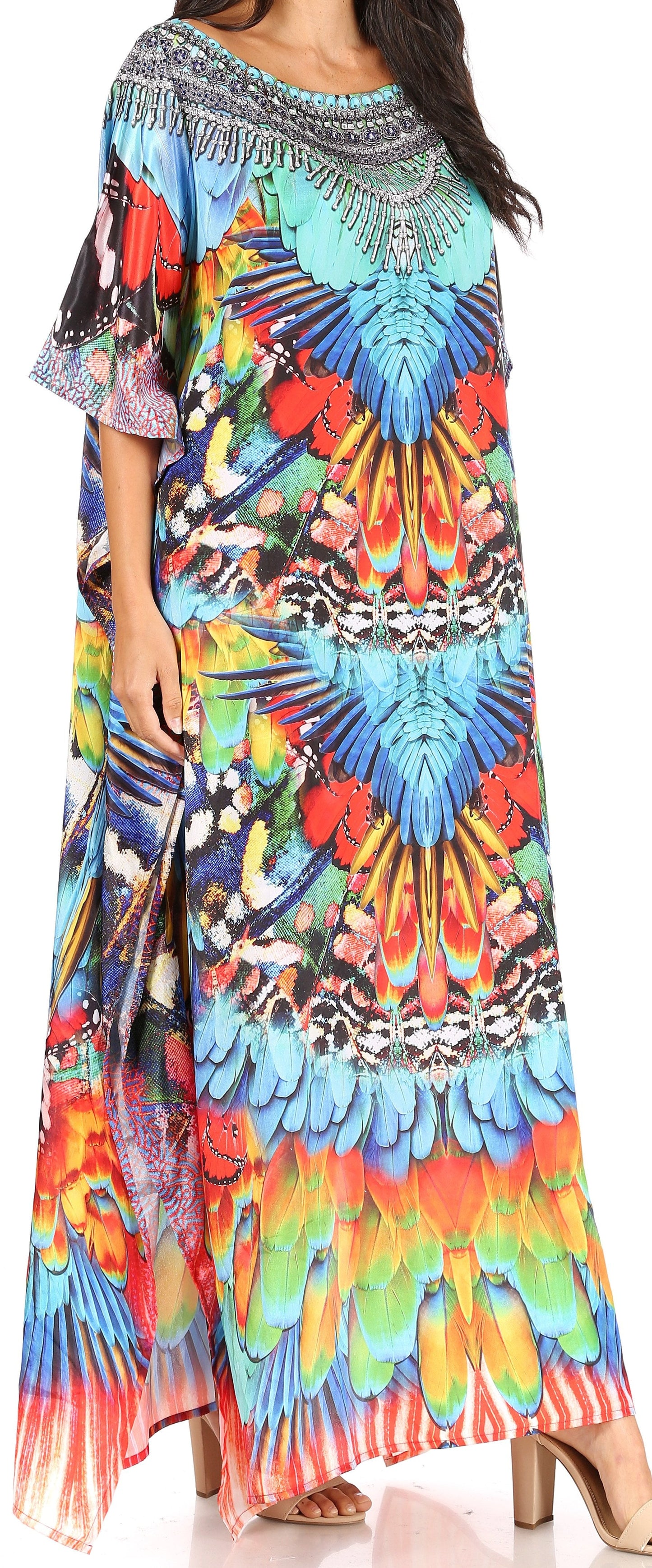 Sakkas Jabari Women's Maxi Short Sleeve Long Beach Kaftan Dress Boho Loose Gown - Concordia Style Boutique