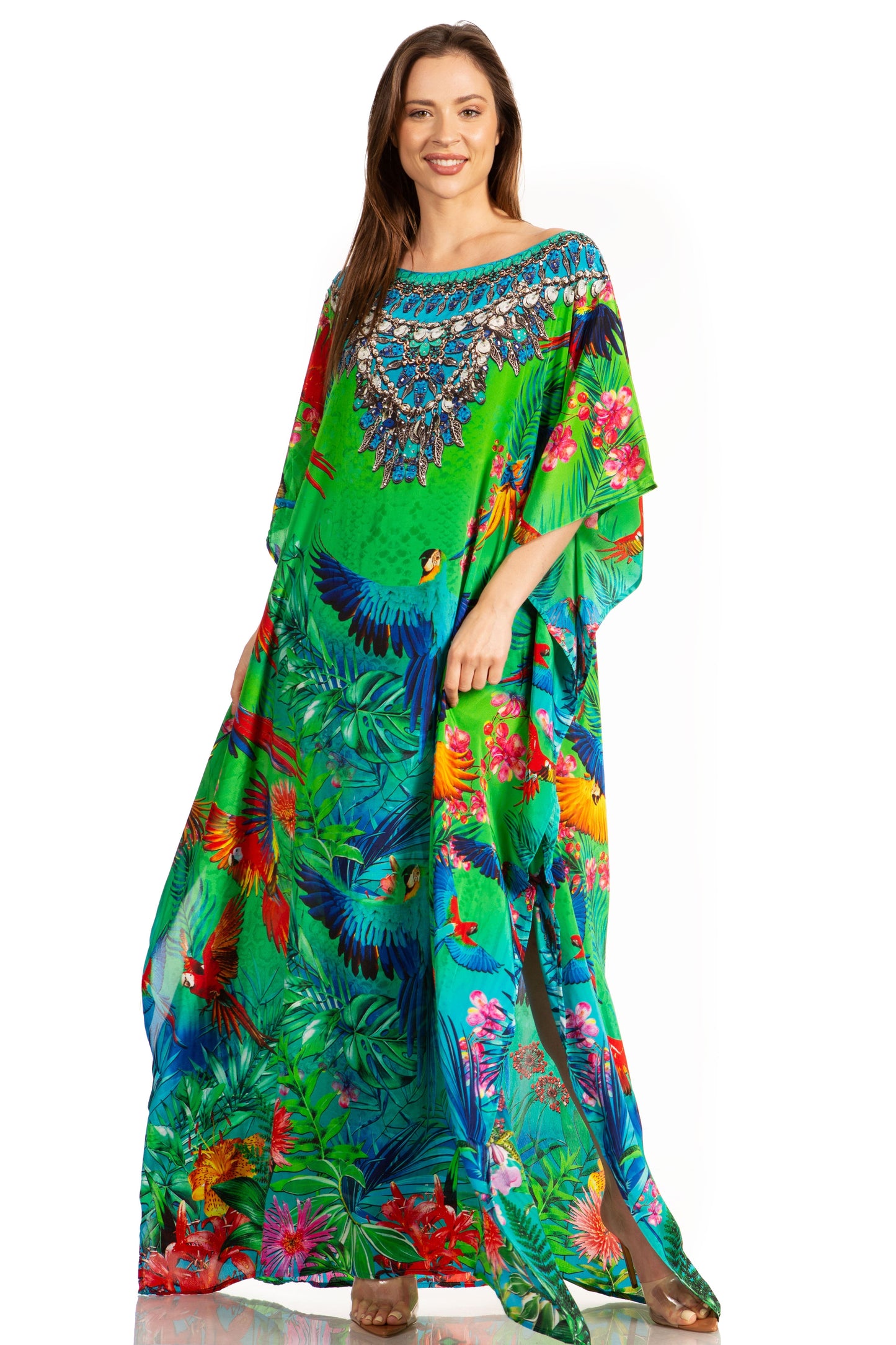 Sakkas Jabari Women's Maxi Short Sleeve Long Beach Kaftan Dress Boho Loose Gown - Concordia Style Boutique