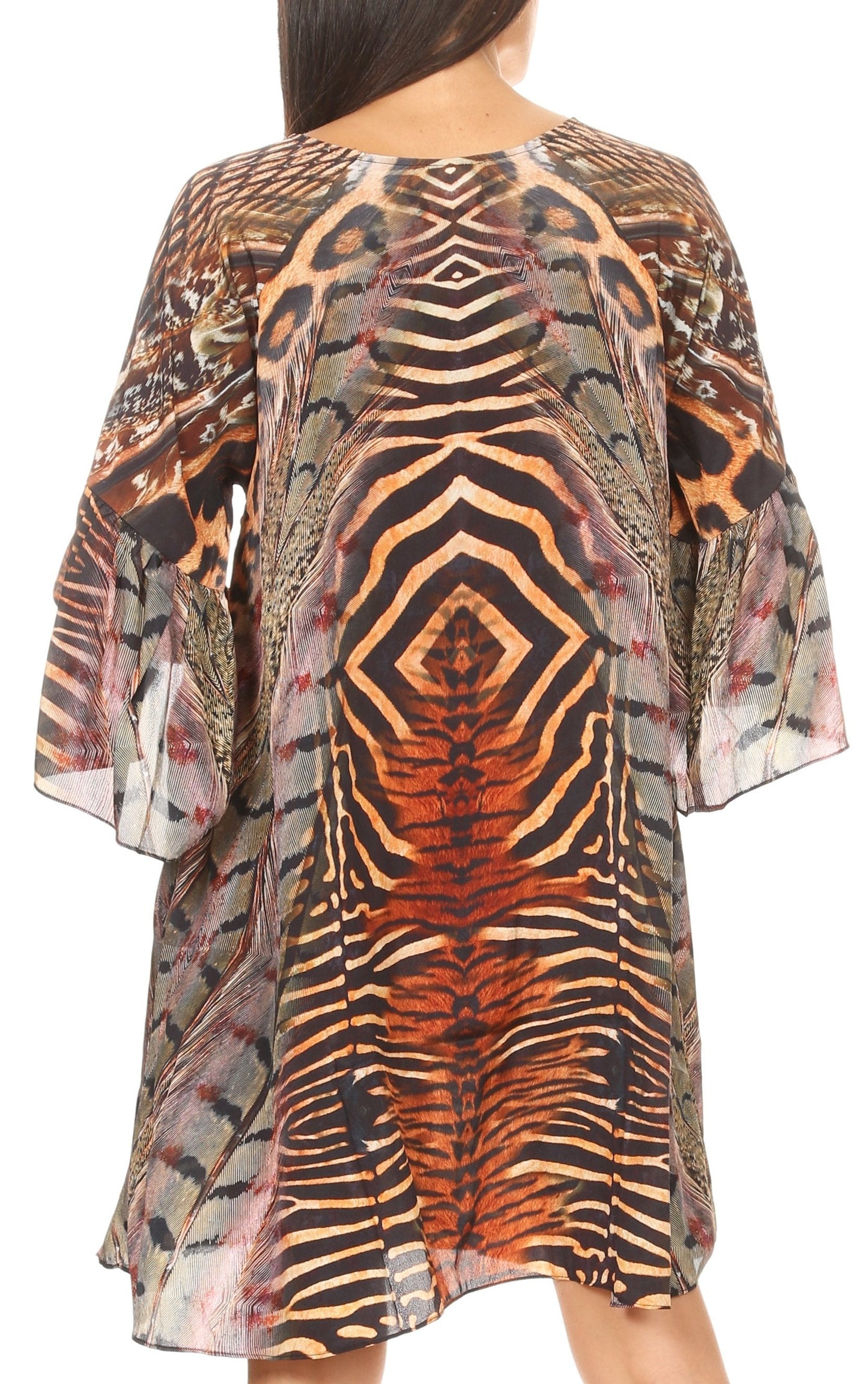 Sakkas Maris Women's Casual Shift 3/4 Sleeve Short Mini Dress A Line Print Silky - Concordia Style Boutique