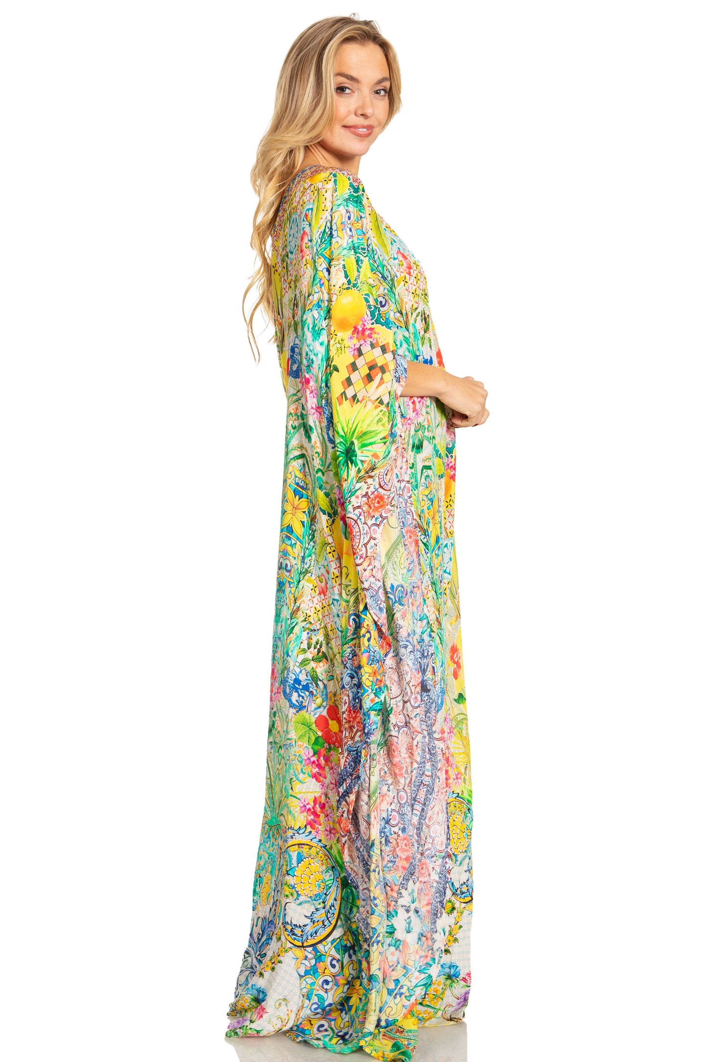 Sakkas Dora Women's One Shoulder Short Sleeve Casual Elegant Maxi Dress with Print - Concordia Style Boutique