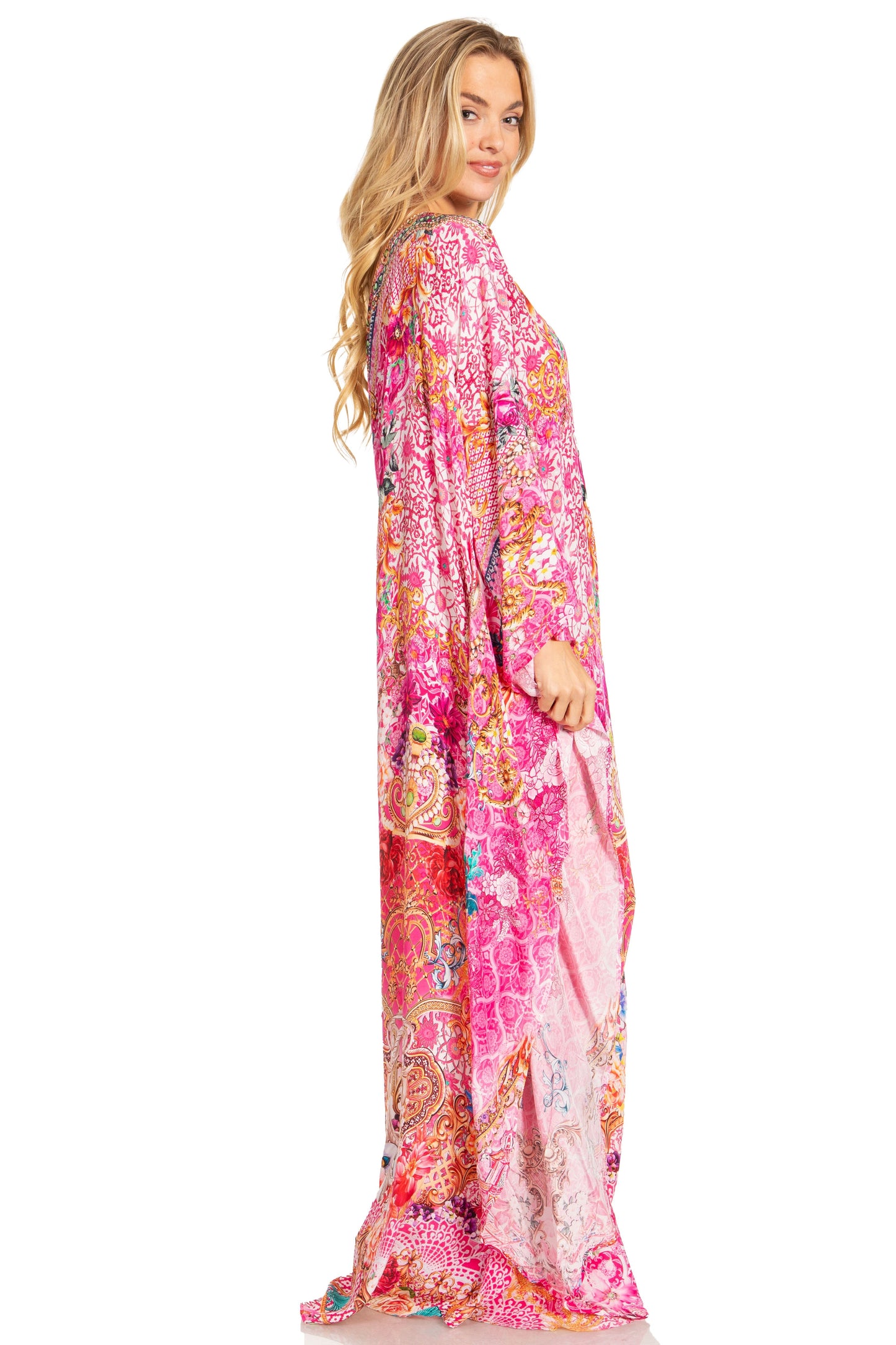 Sakkas Dora Women's One Shoulder Short Sleeve Casual Elegant Maxi Dress with Print - Concordia Style Boutique
