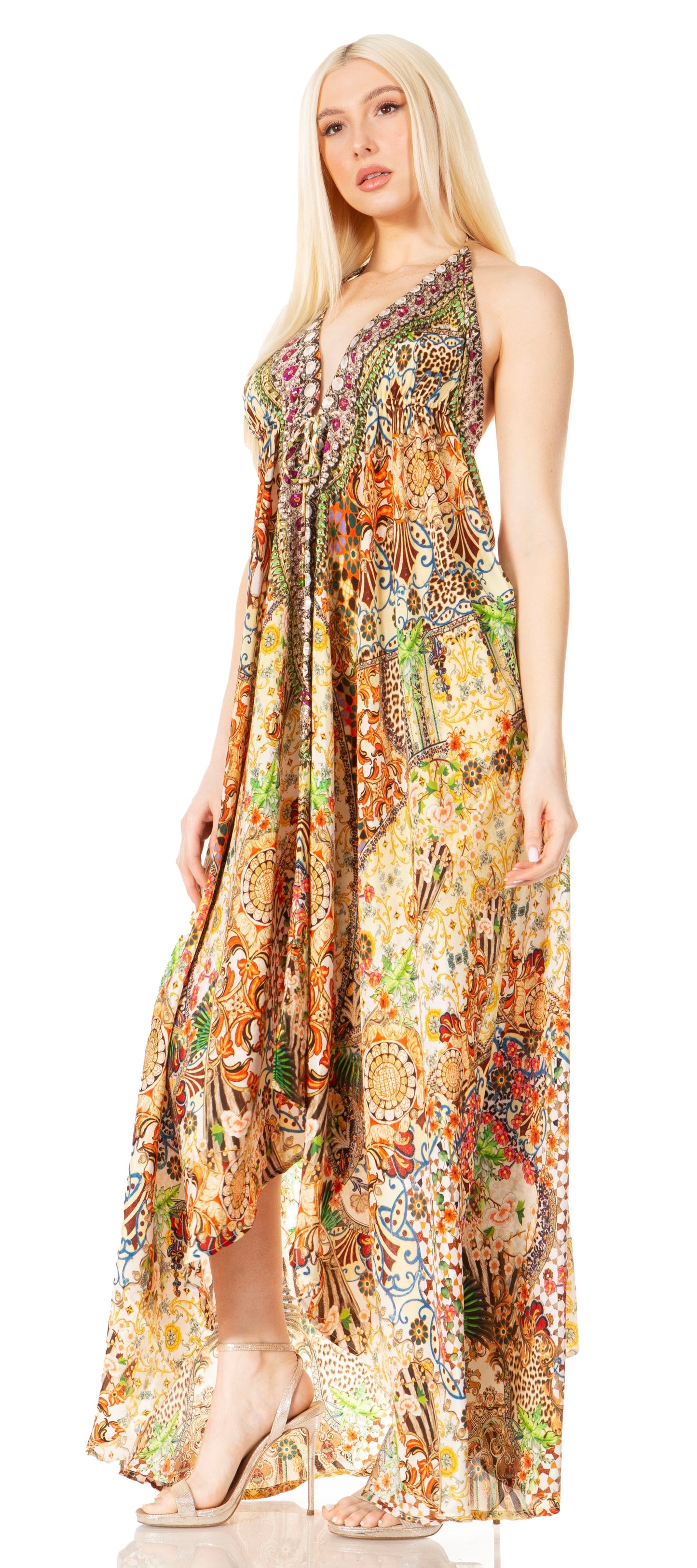 Sakkas Lizi 2 Women's High-Low Halter Maxi Dress for Beach and Vacation Parties - Concordia Style Boutique