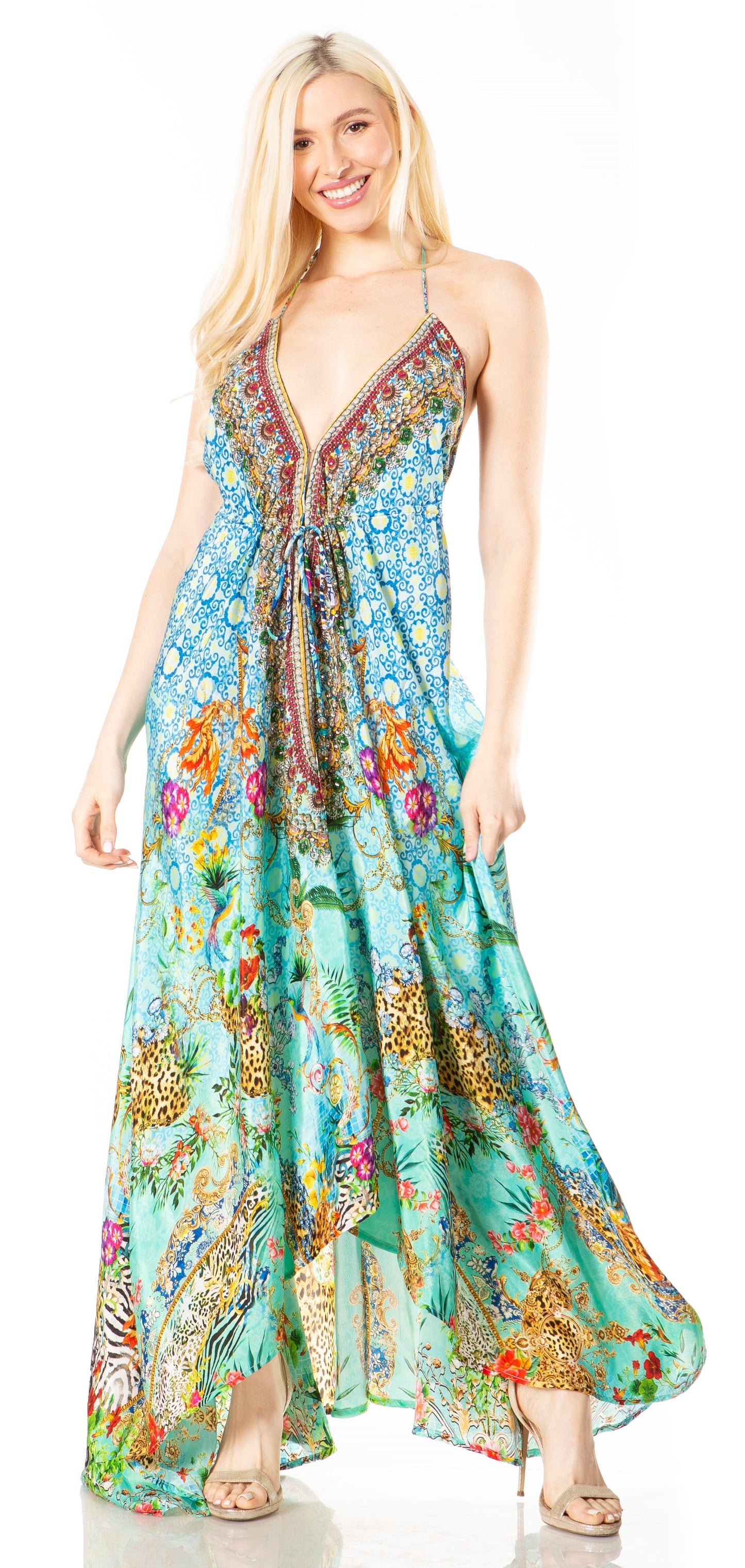 Sakkas Lizi 2 Women's High-Low Halter Maxi Dress for Beach and Vacation Parties - Concordia Style Boutique