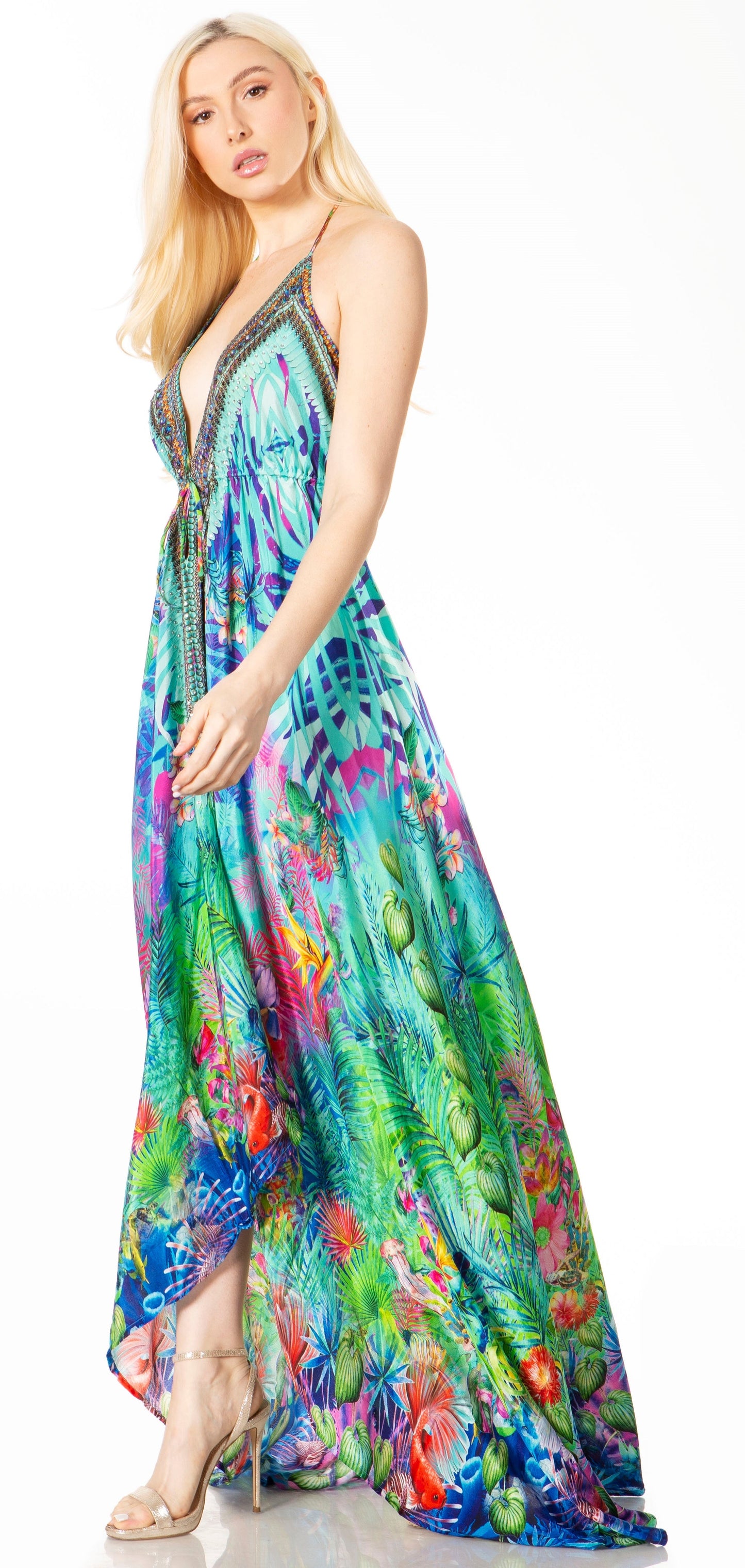Sakkas Lizi 2 Women's High-Low Halter Maxi Dress for Beach and Vacation Parties - Concordia Style Boutique