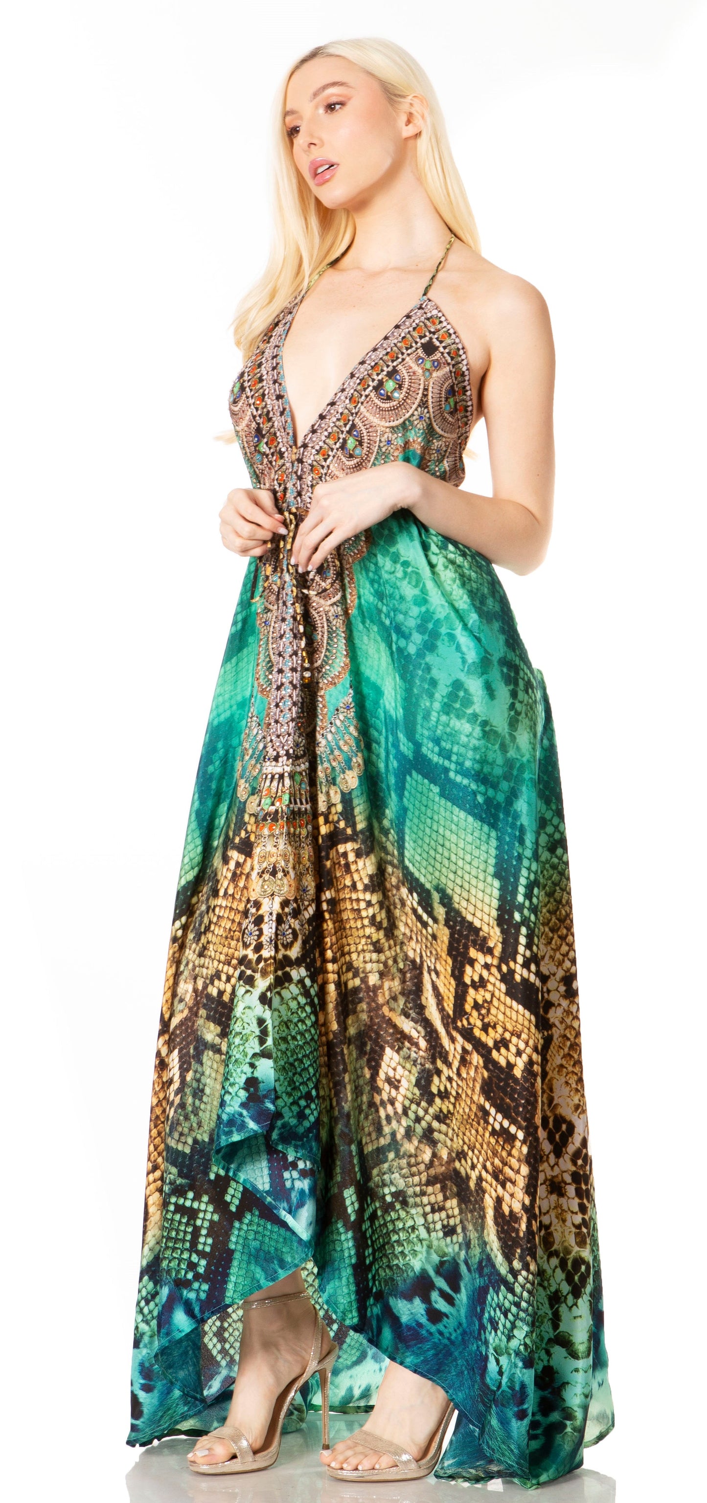 Sakkas Lizi 2 Women's High-Low Halter Maxi Dress for Beach and Vacation Parties - Concordia Style Boutique