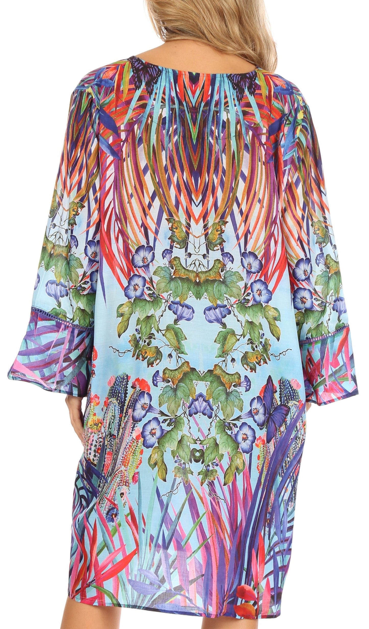 Sakkas Ximena Women's Floral Boho Cocktail Dress Tunic Cover-up V neck Summer - Concordia Style Boutique