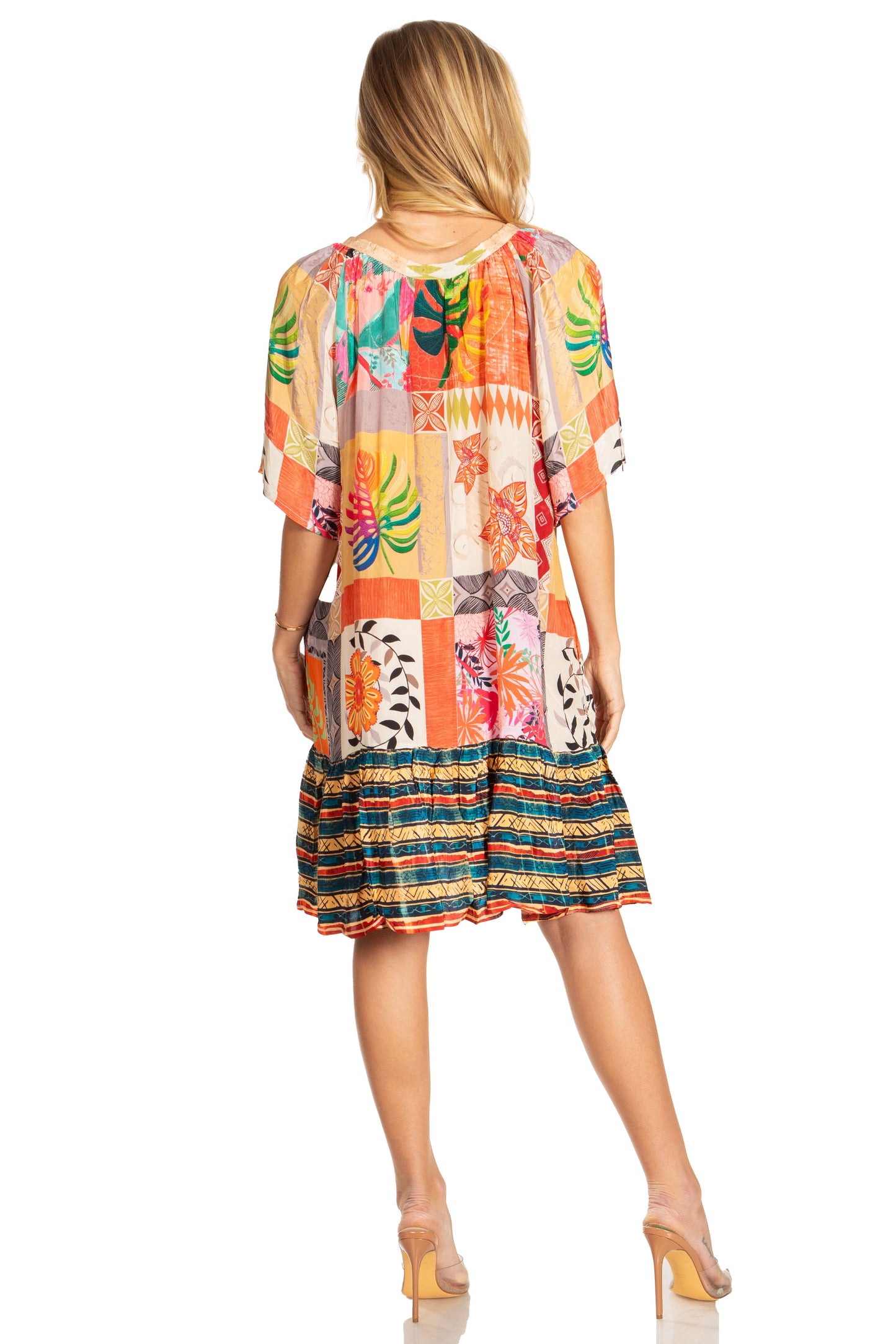 Sakkas Eliza Women's Cocktail Short Sleeve Floral Print Boho Dress Summer Casual - Concordia Style Boutique