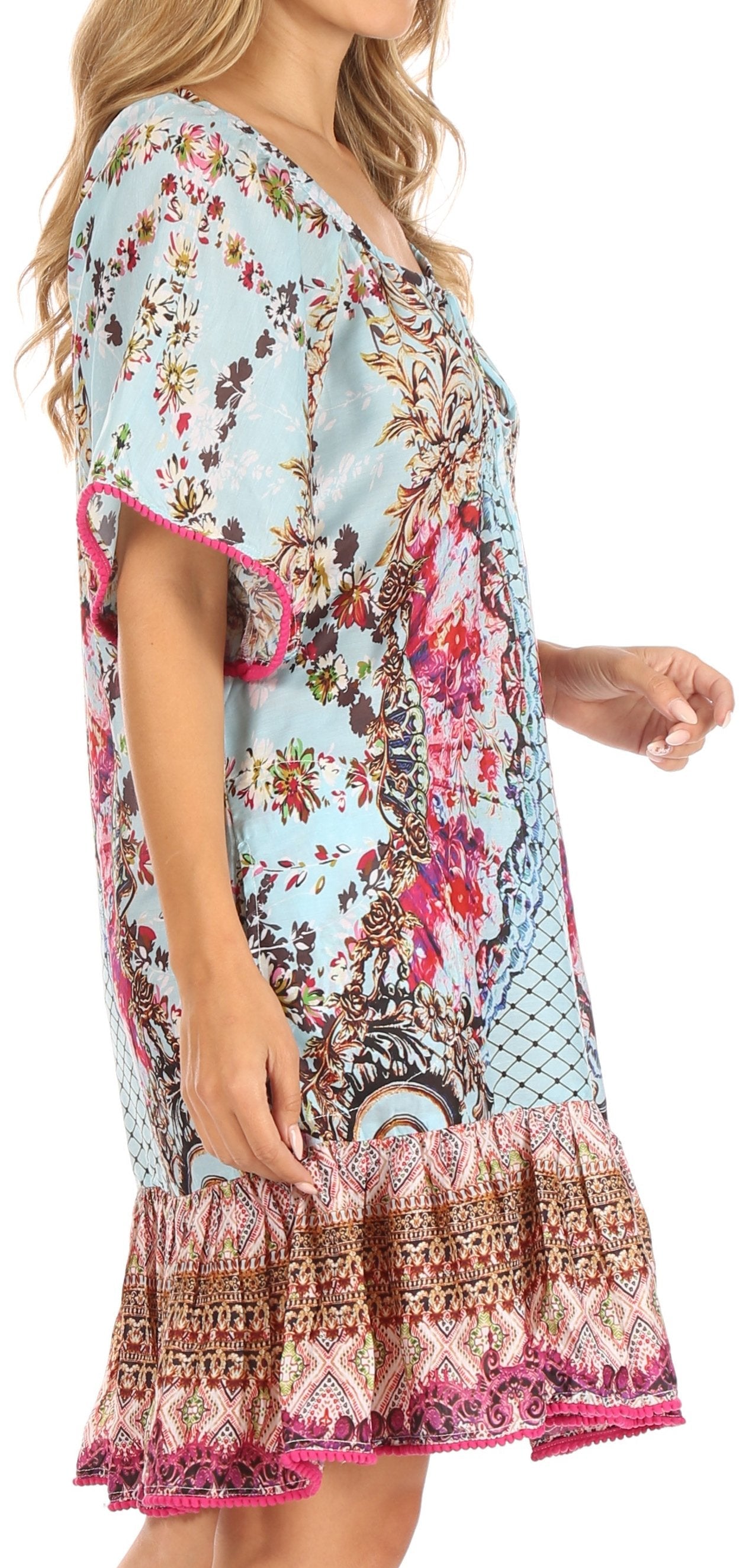 Sakkas Eliza Women's Cocktail Short Sleeve Floral Print Boho Dress Summer Casual - Concordia Style Boutique