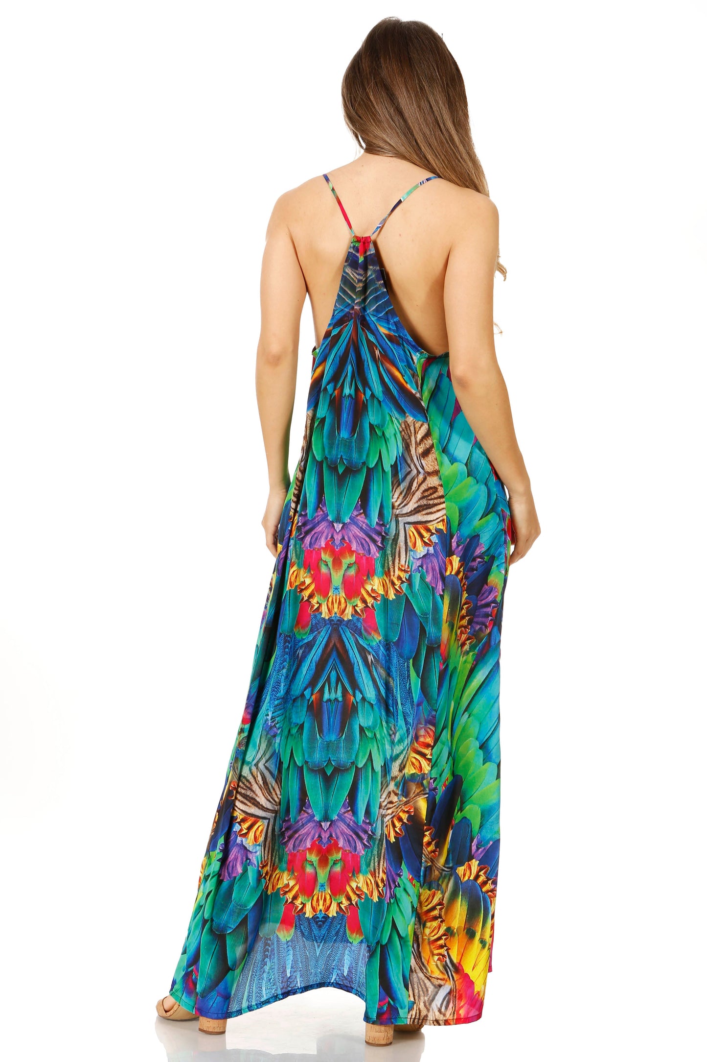 Sakkas Sofia Women's Spaghetti Strap V-neck Floral Print Summer Casual Maxi Dress - Concordia Style Boutique
