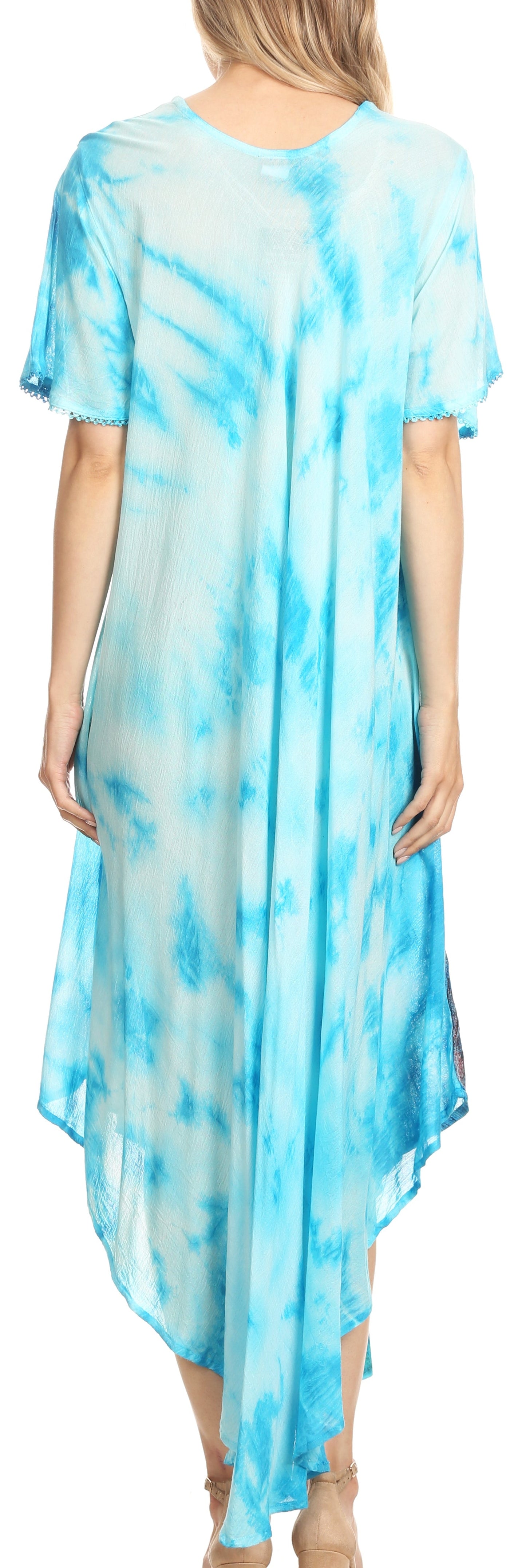 Sakkas Nalani Womens Flowy Caftan Tie Dye Summer Dress Cover up Relax Fit - Concordia Style Boutique