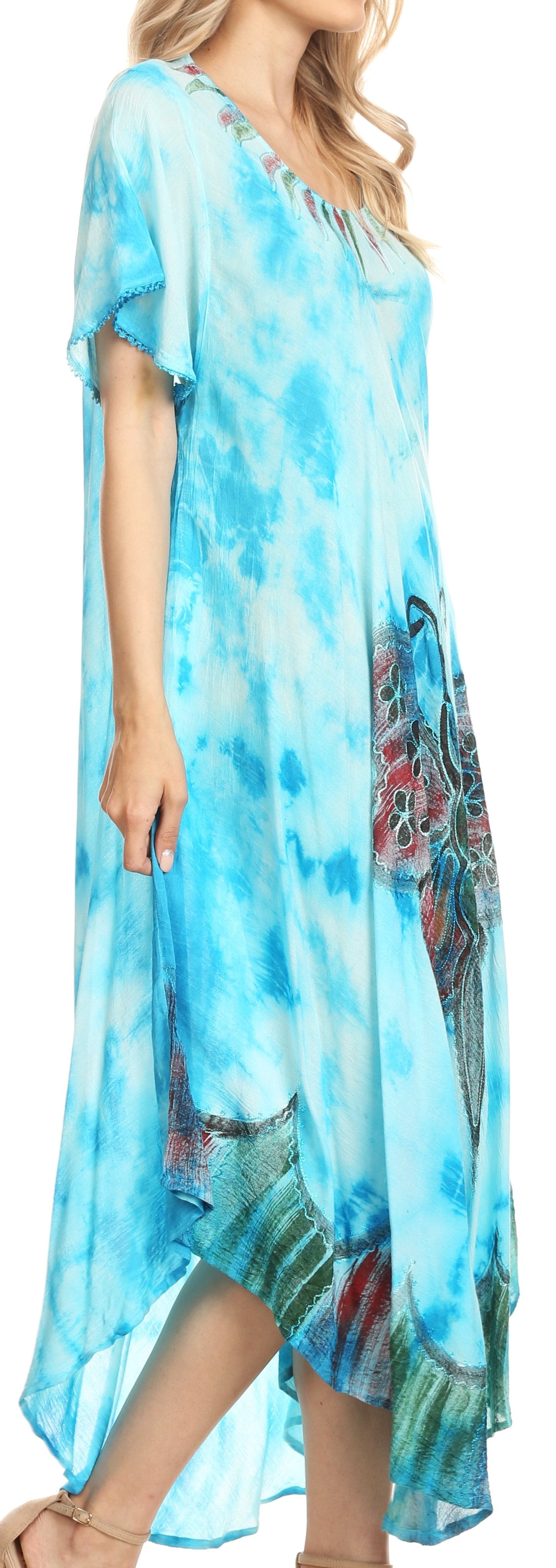 Sakkas Nalani Womens Flowy Caftan Tie Dye Summer Dress Cover up Relax Fit - Concordia Style Boutique