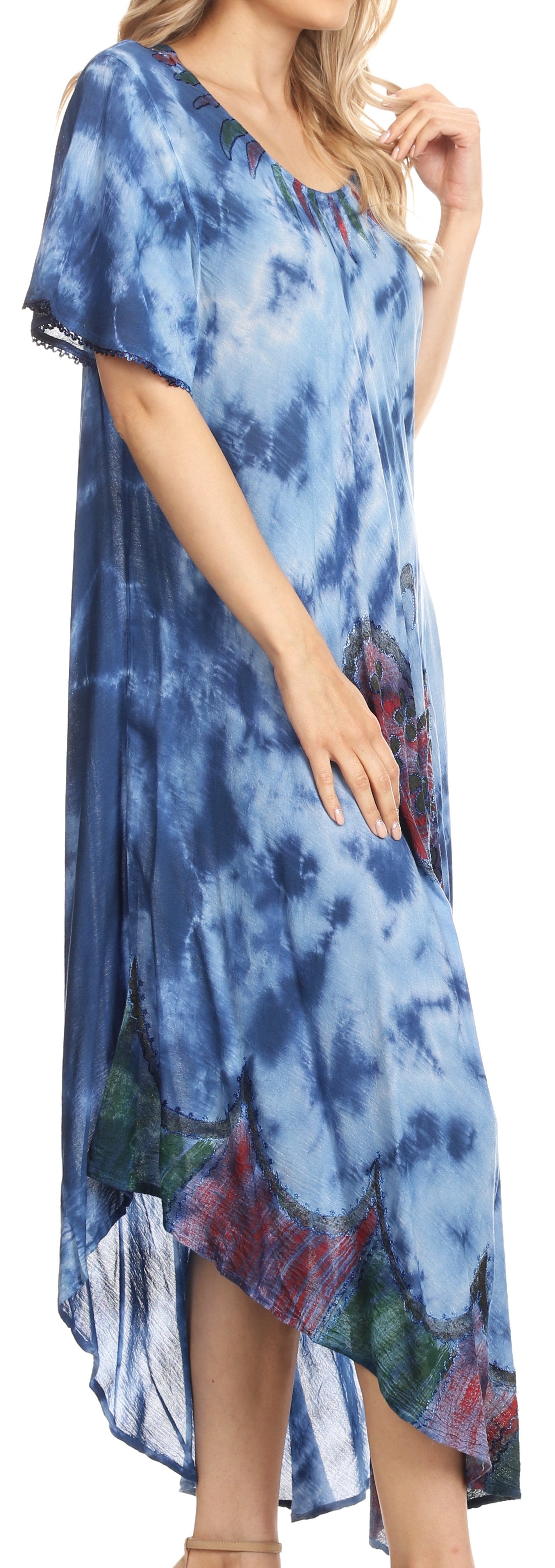 Sakkas Nalani Womens Flowy Caftan Tie Dye Summer Dress Cover up Relax Fit - Concordia Style Boutique