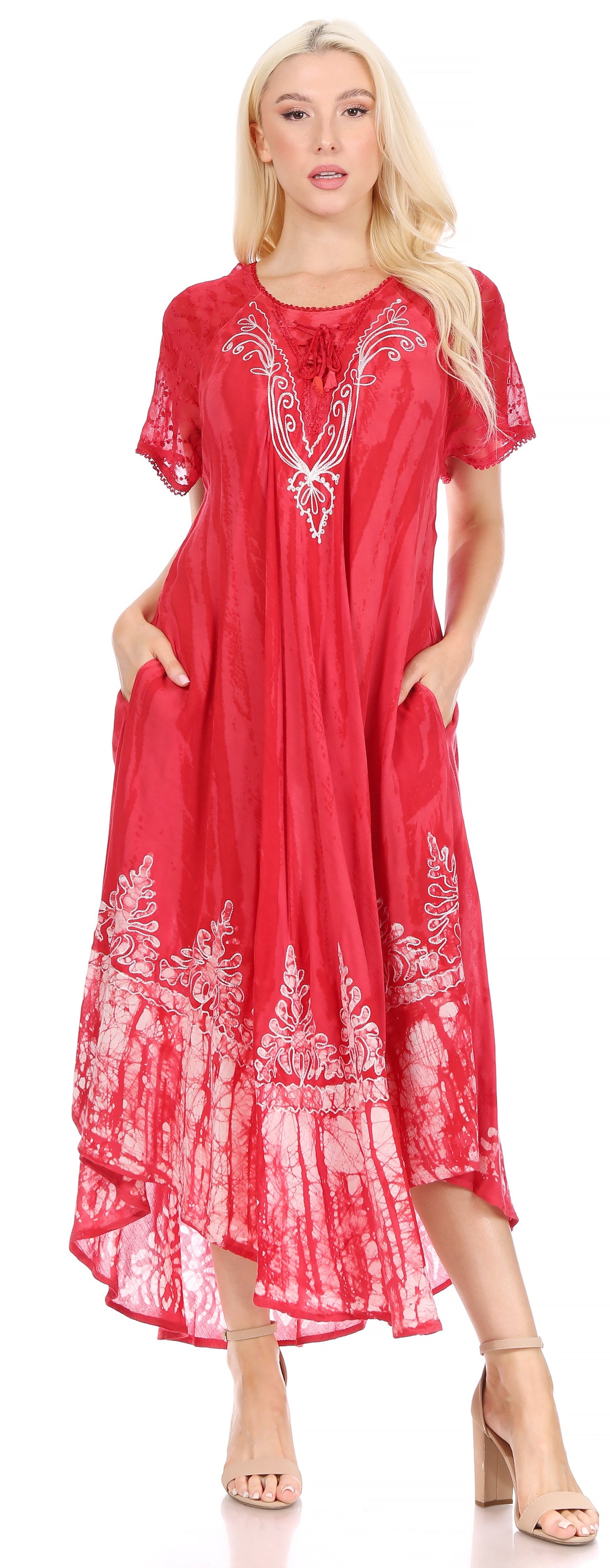 Sakkas Devora Women's Maxi NightGown Caftan Kaftan Dress Tie Dye Batik & Corset - Concordia Style Boutique