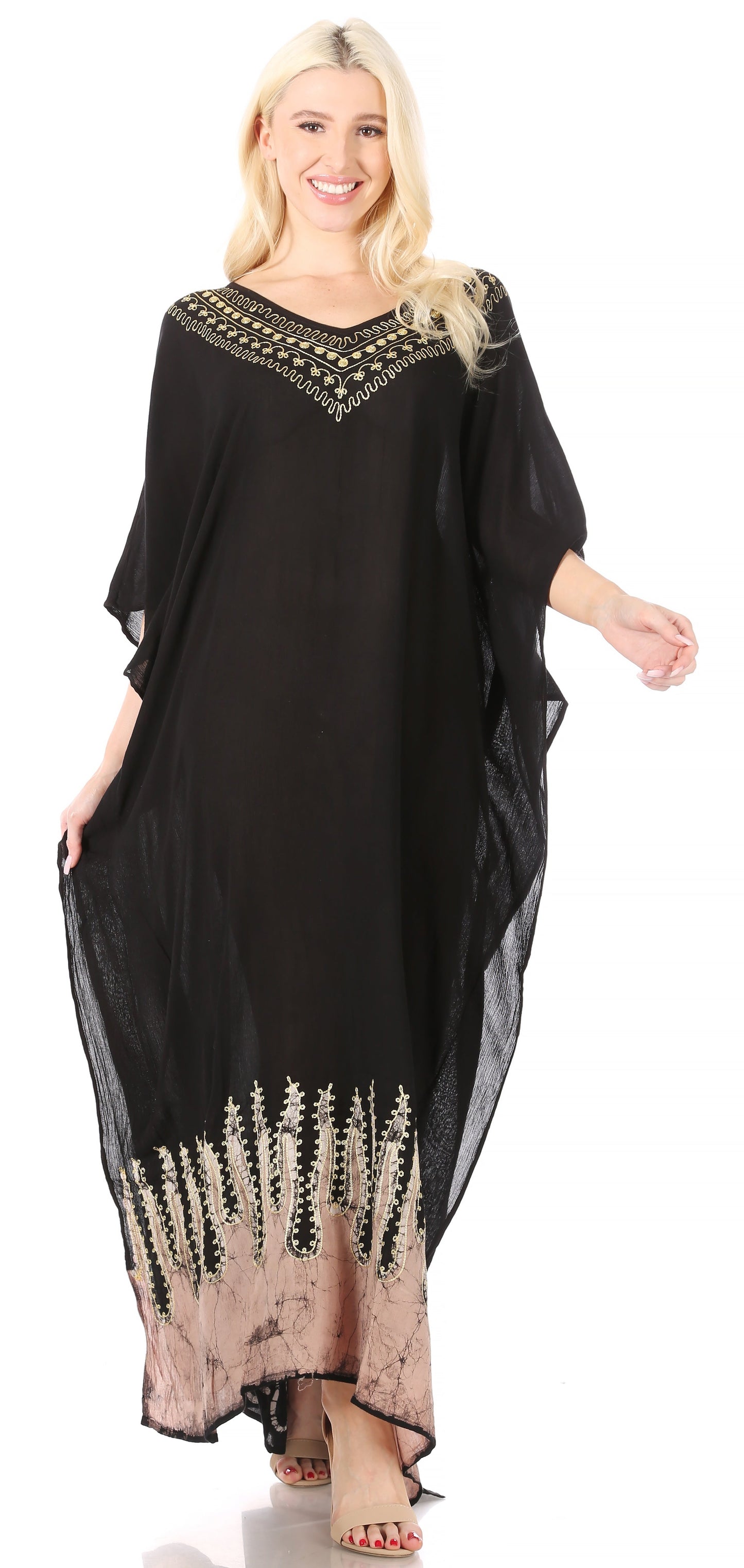 Sakkas Leonor Women's Boho Casual Long Maxi Caftan Dress Kaftan Cover-up LougeWear - Concordia Style Boutique