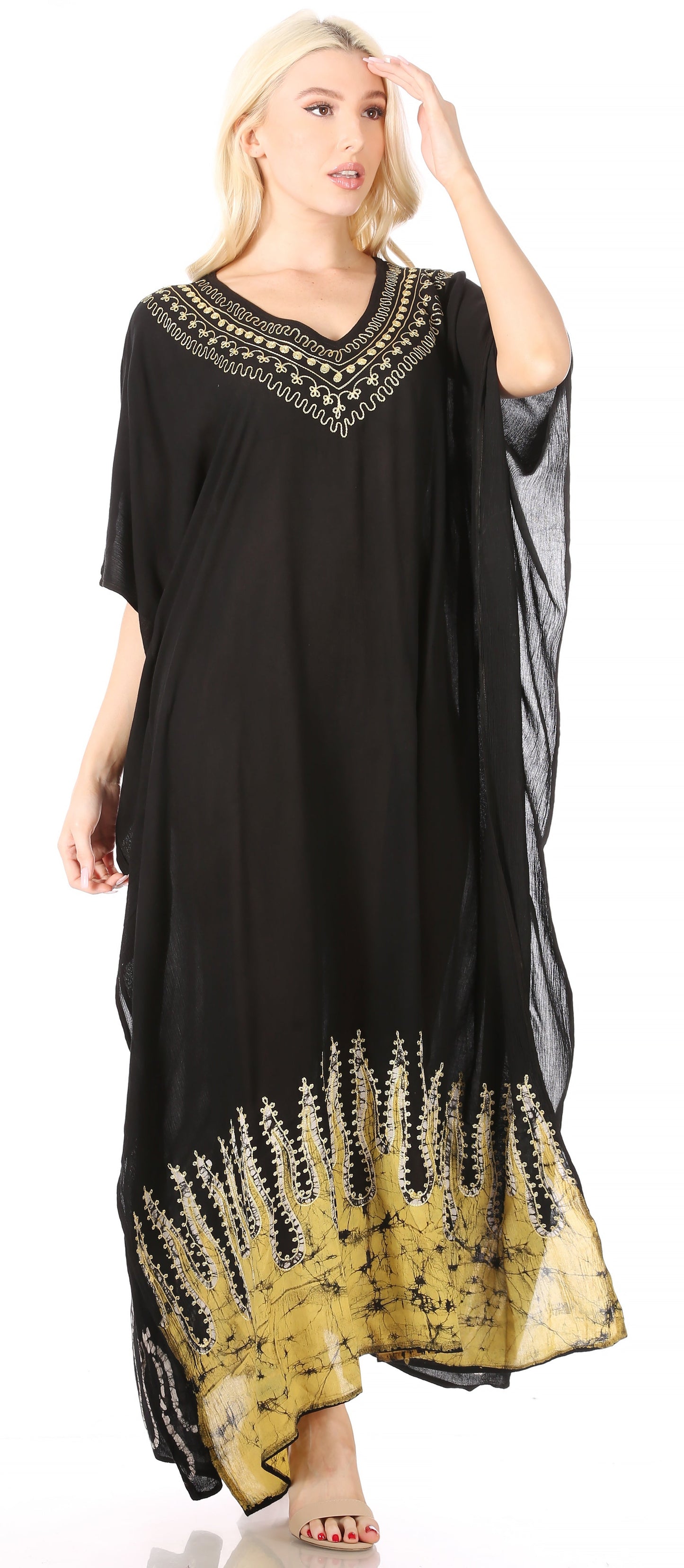 Sakkas Leonor Women's Boho Casual Long Maxi Caftan Dress Kaftan Cover-up LougeWear - Concordia Style Boutique