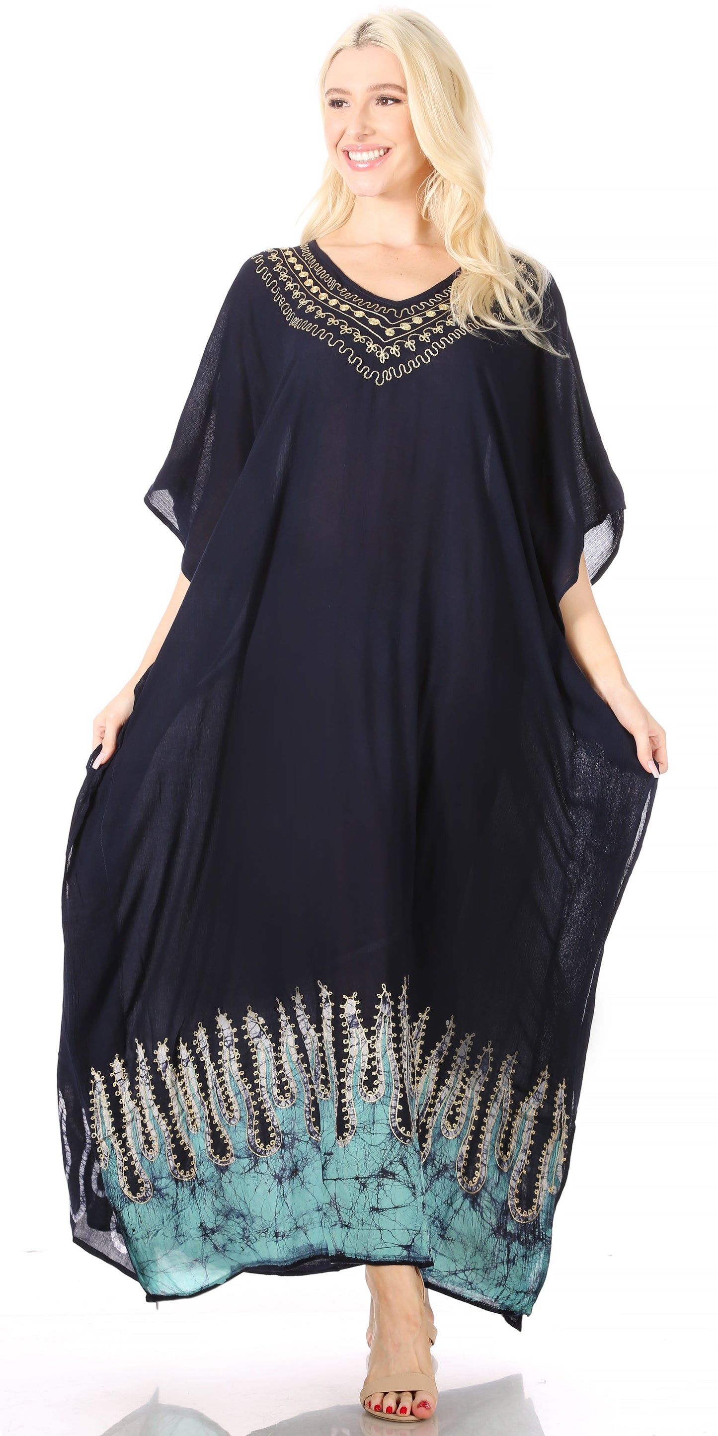 Sakkas Leonor Women's Boho Casual Long Maxi Caftan Dress Kaftan Cover-up LougeWear - Concordia Style Boutique