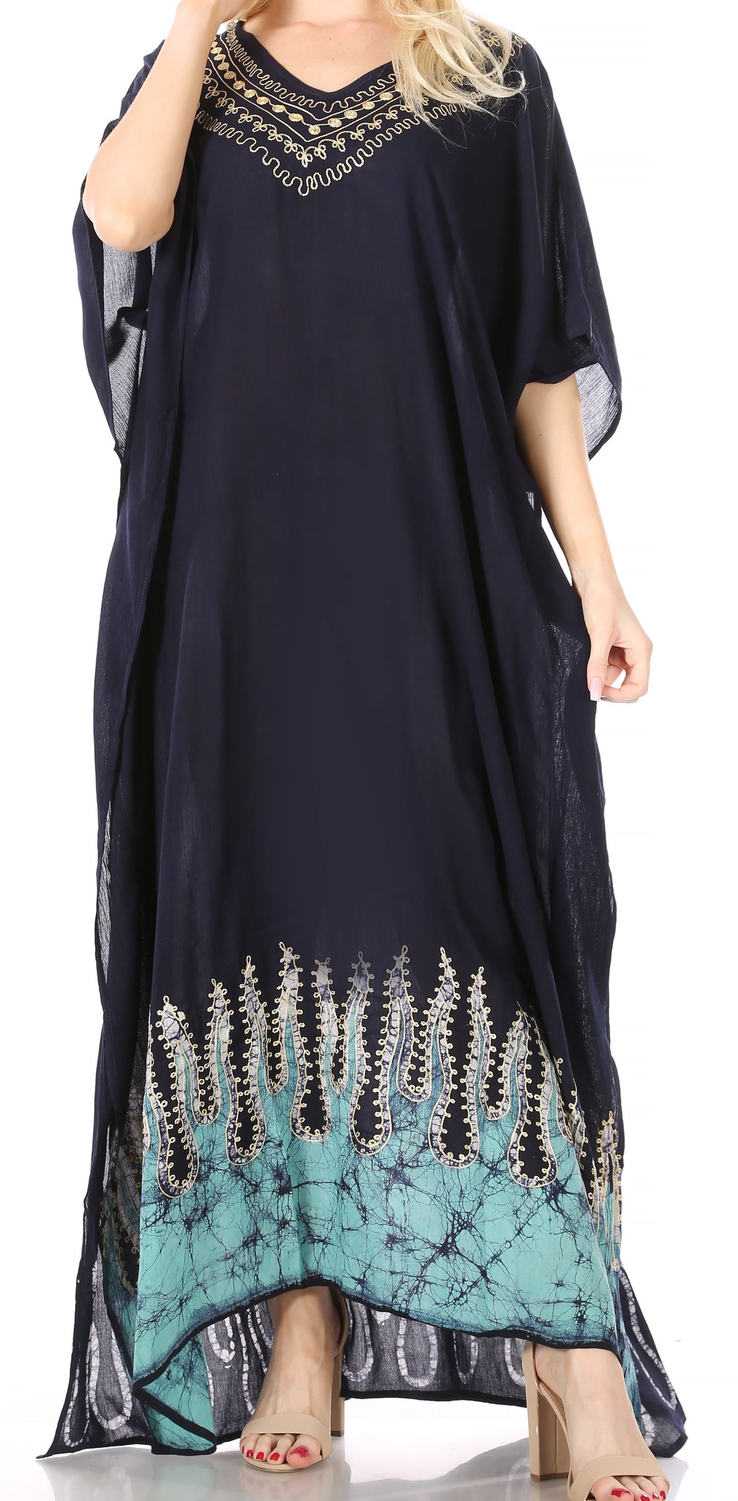 Sakkas Leonor Women's Boho Casual Long Maxi Caftan Dress Kaftan Cover-up LougeWear - Concordia Style Boutique