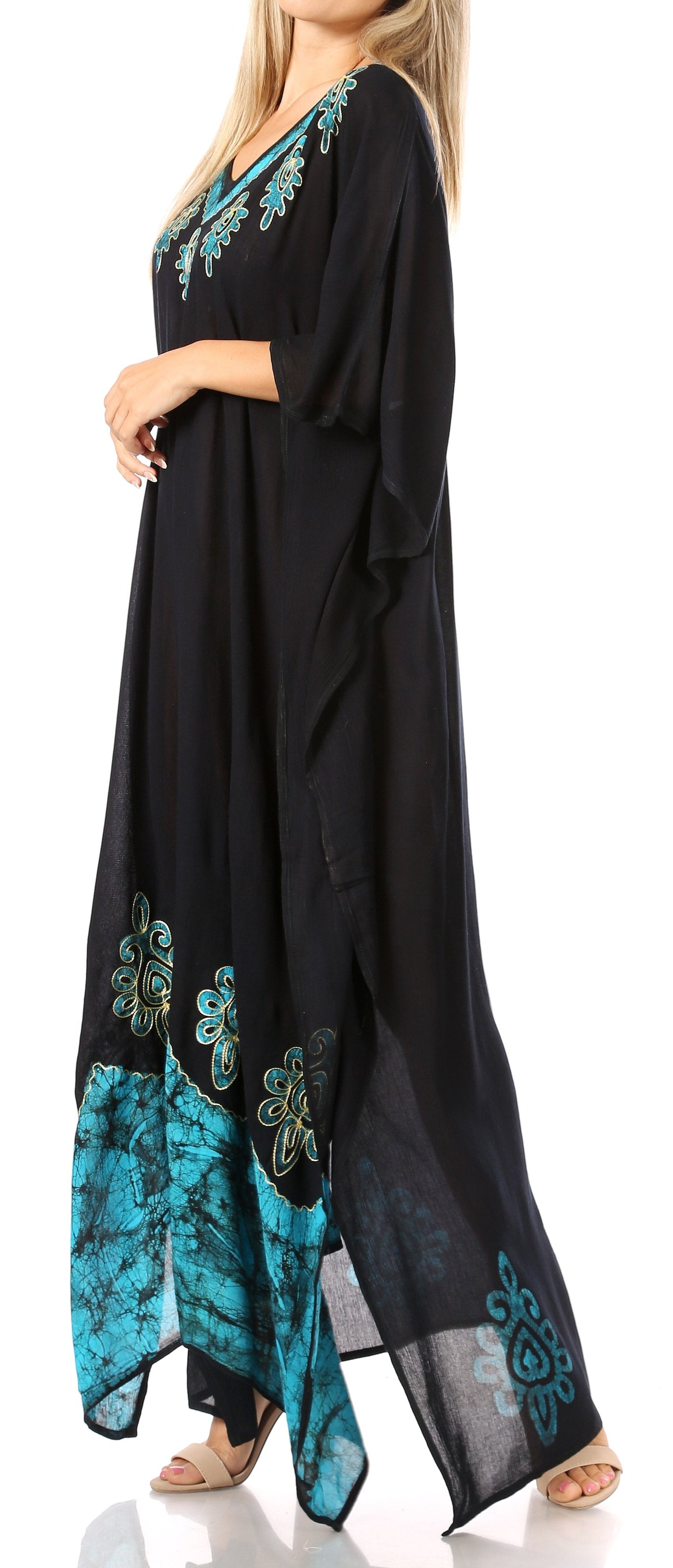 Sakkas Leonor Women's Boho Casual Long Maxi Caftan Dress Kaftan Cover-up LougeWear - Concordia Style Boutique