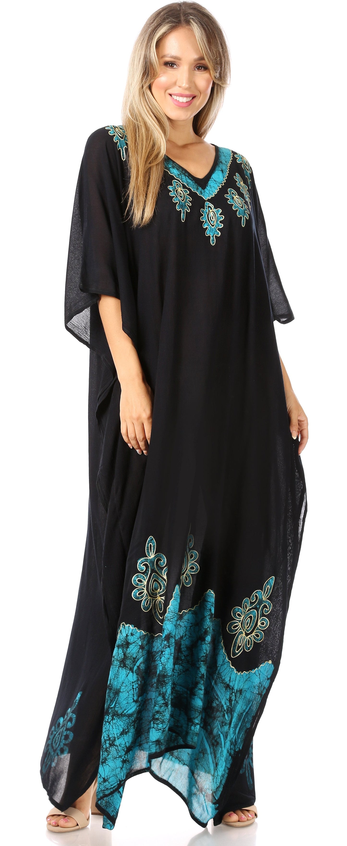 Sakkas Leonor Women's Boho Casual Long Maxi Caftan Dress Kaftan Cover-up LougeWear - Concordia Style Boutique