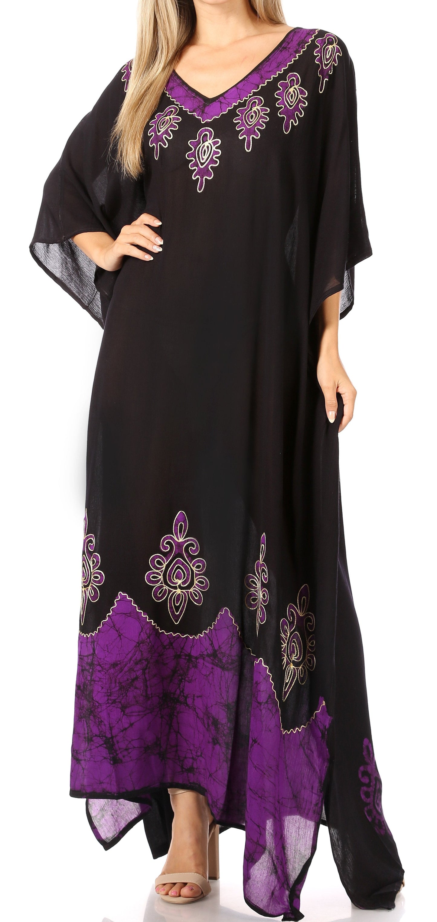 Sakkas Leonor Women's Boho Casual Long Maxi Caftan Dress Kaftan Cover-up LougeWear - Concordia Style Boutique