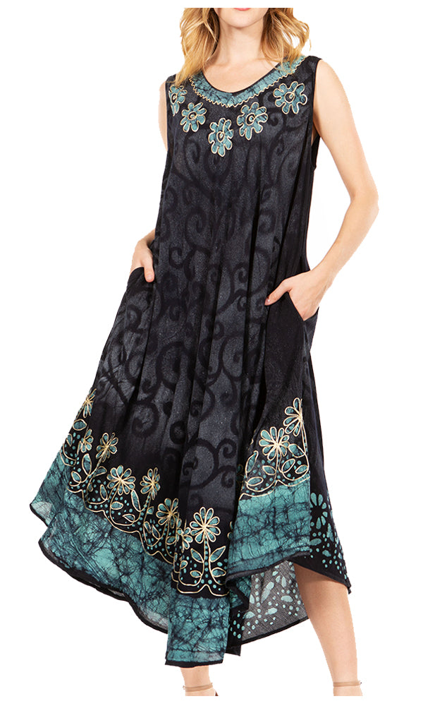Sakkas Starlight Second Tie Dye Caftan Dress: Women's Beach Cover Up - Concordia Style Boutique