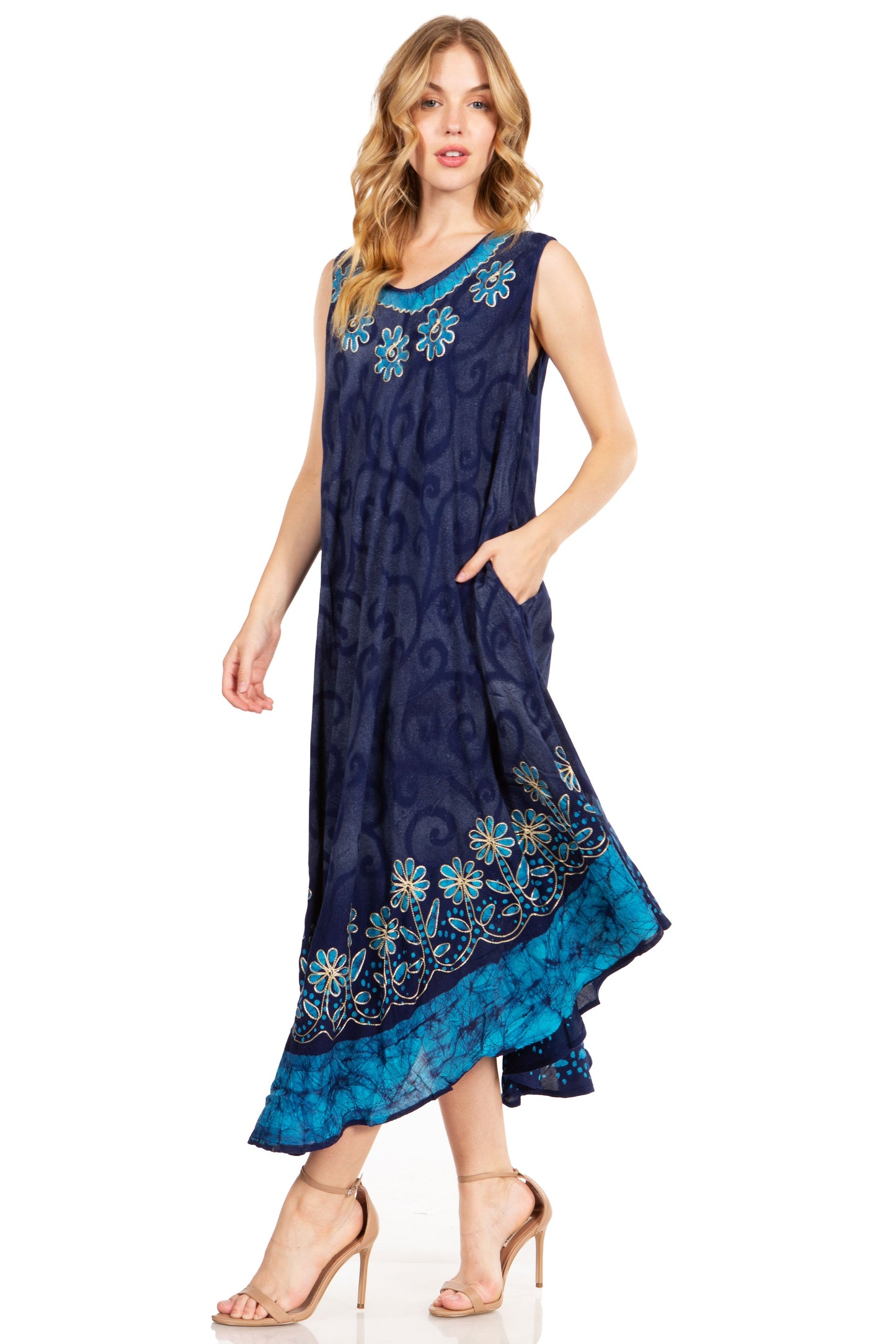 Sakkas Starlight Second Tie Dye Caftan Dress: Women's Beach Cover Up - Concordia Style Boutique