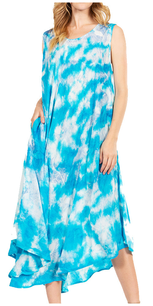 Sakkas Starlight Third Tie Dye Caftan Dress: Women's Beach Cover Up - Concordia Style Boutique