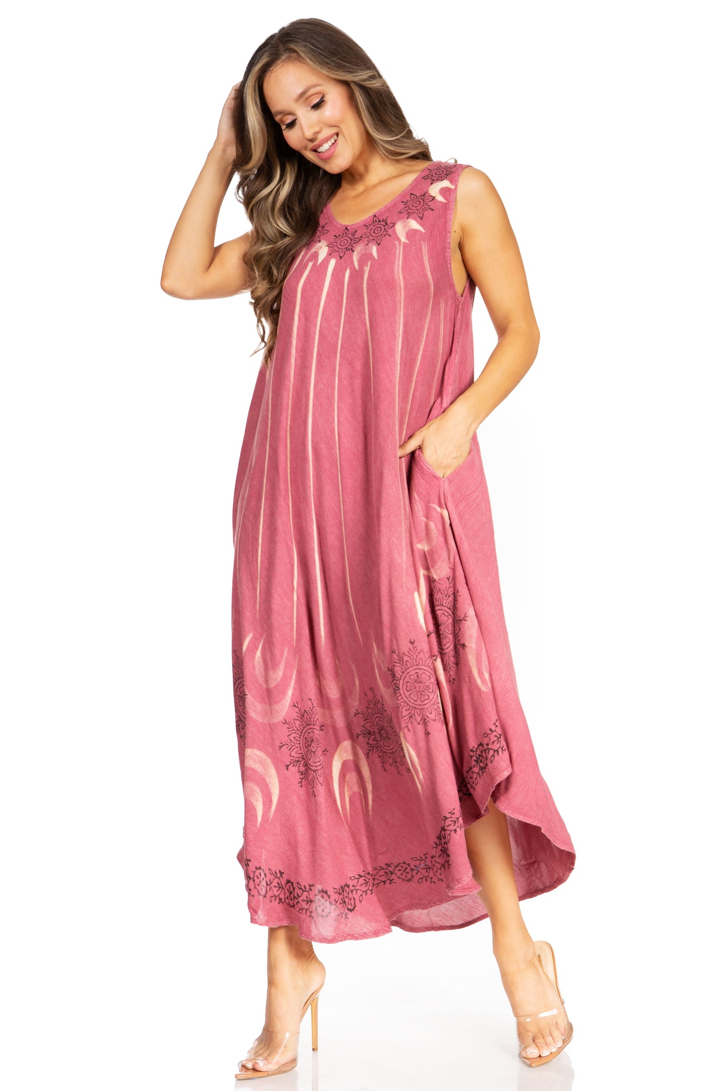 Sakkas Starlight Fourth Women's Tie Dye Caftan Tank Dress/Cover Up Beach Kaftan - Concordia Style Boutique