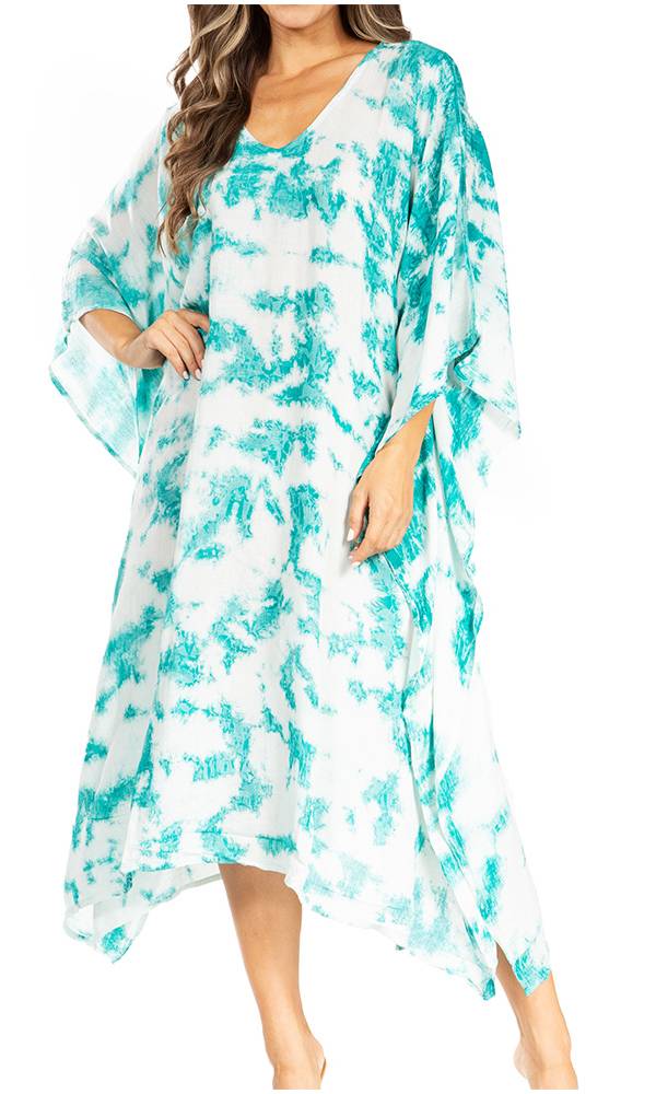 Sakkas Clementine Women's Tie Dye Caftan Dress/Cover Up Beach Kaftan Boho Summer - Concordia Style Boutique