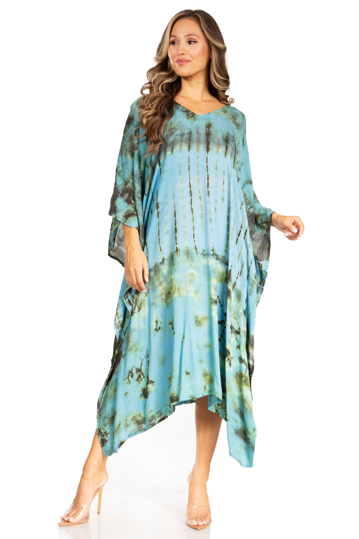 Sakkas Clementine Women's Tie Dye Caftan Dress/Cover Up Beach Kaftan Boho Summer - Concordia Style Boutique