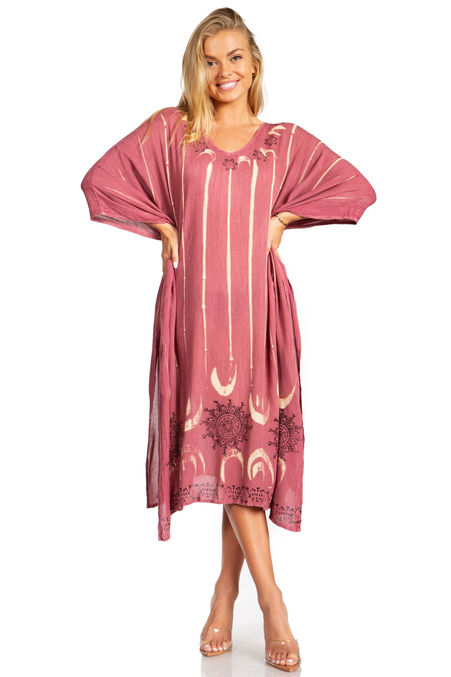 Sakkas Clementine Third Women's Tie Dye Caftan Dress/Cover Up Beach Kaftan Summer - Concordia Style Boutique
