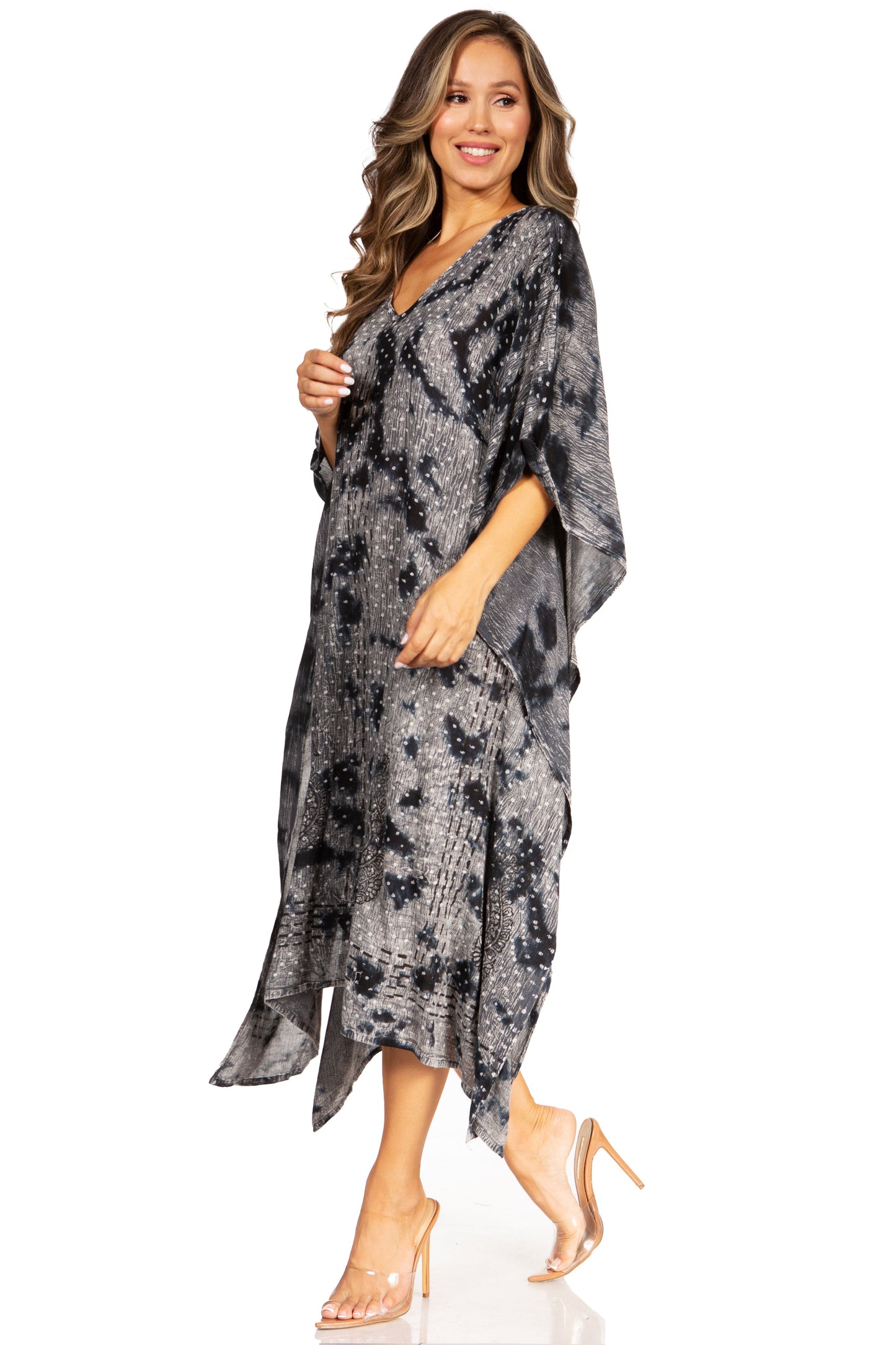Sakkas Clementine Third Women's Tie Dye Caftan Dress/Cover Up Beach Kaftan Summer - Concordia Style Boutique