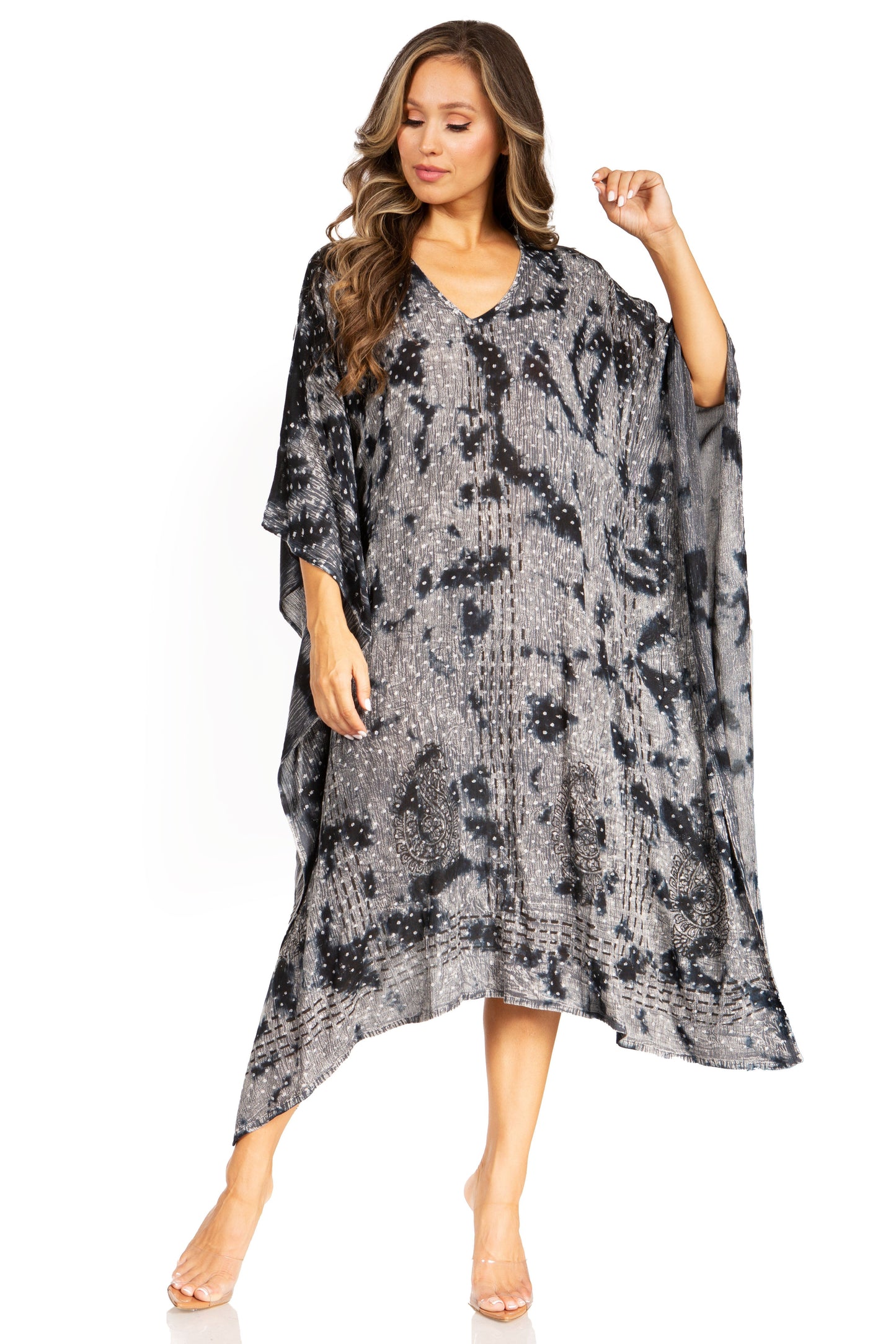 Sakkas Clementine Third Women's Tie Dye Caftan Dress/Cover Up Beach Kaftan Summer - Concordia Style Boutique