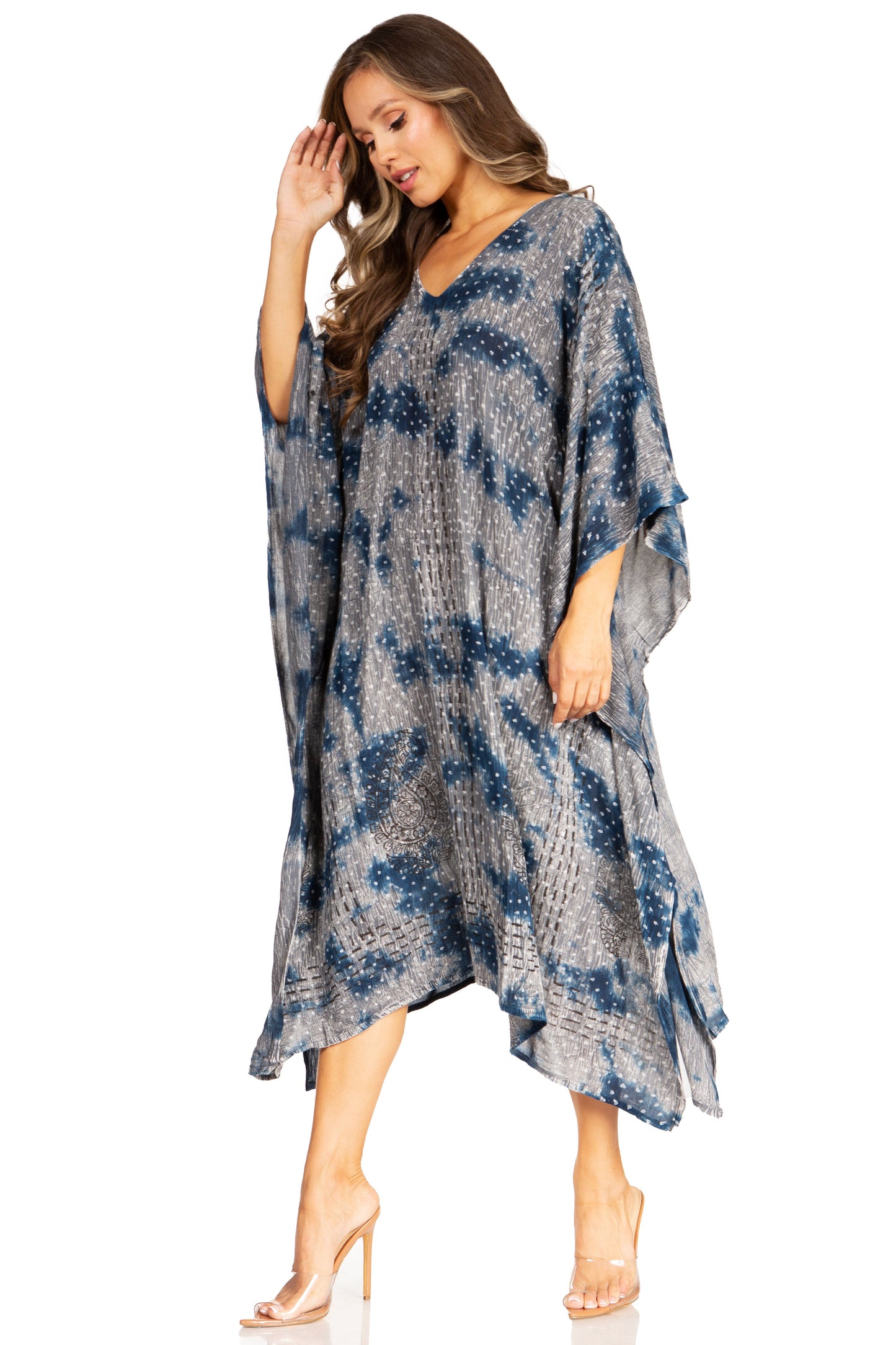 Sakkas Clementine Third Women's Tie Dye Caftan Dress/Cover Up Beach Kaftan Summer - Concordia Style Boutique