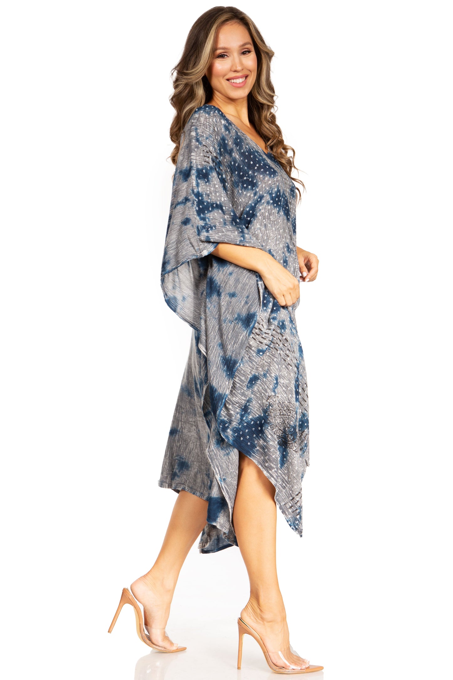 Sakkas Clementine Third Women's Tie Dye Caftan Dress/Cover Up Beach Kaftan Summer - Concordia Style Boutique