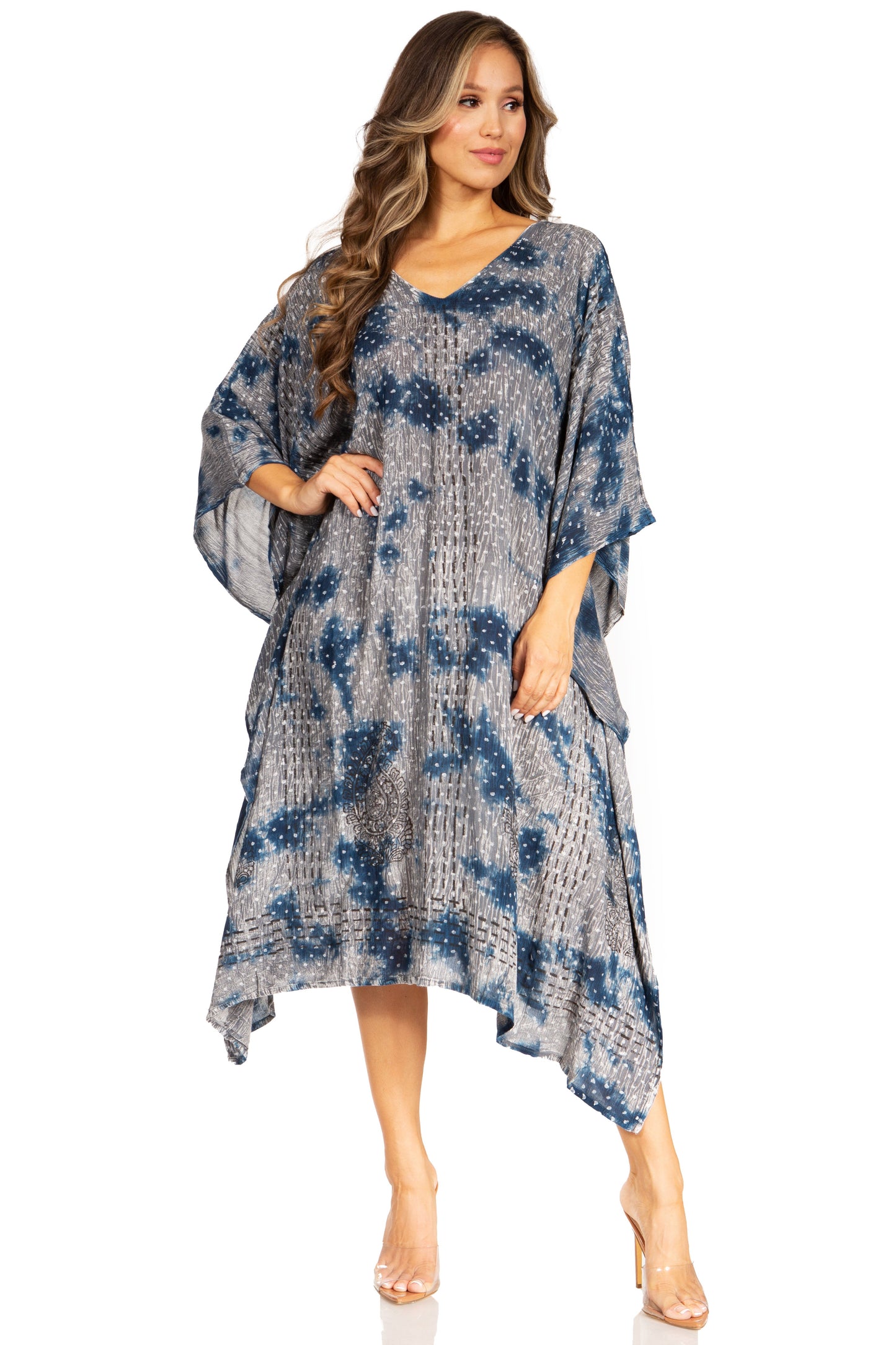 Sakkas Clementine Third Women's Tie Dye Caftan Dress/Cover Up Beach Kaftan Summer - Concordia Style Boutique
