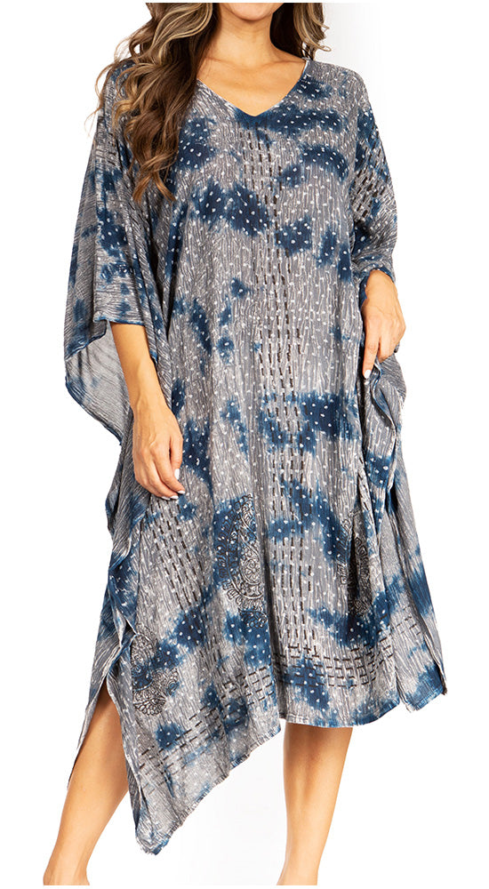 Sakkas Clementine Third Women's Tie Dye Caftan Dress/Cover Up Beach Kaftan Summer - Concordia Style Boutique
