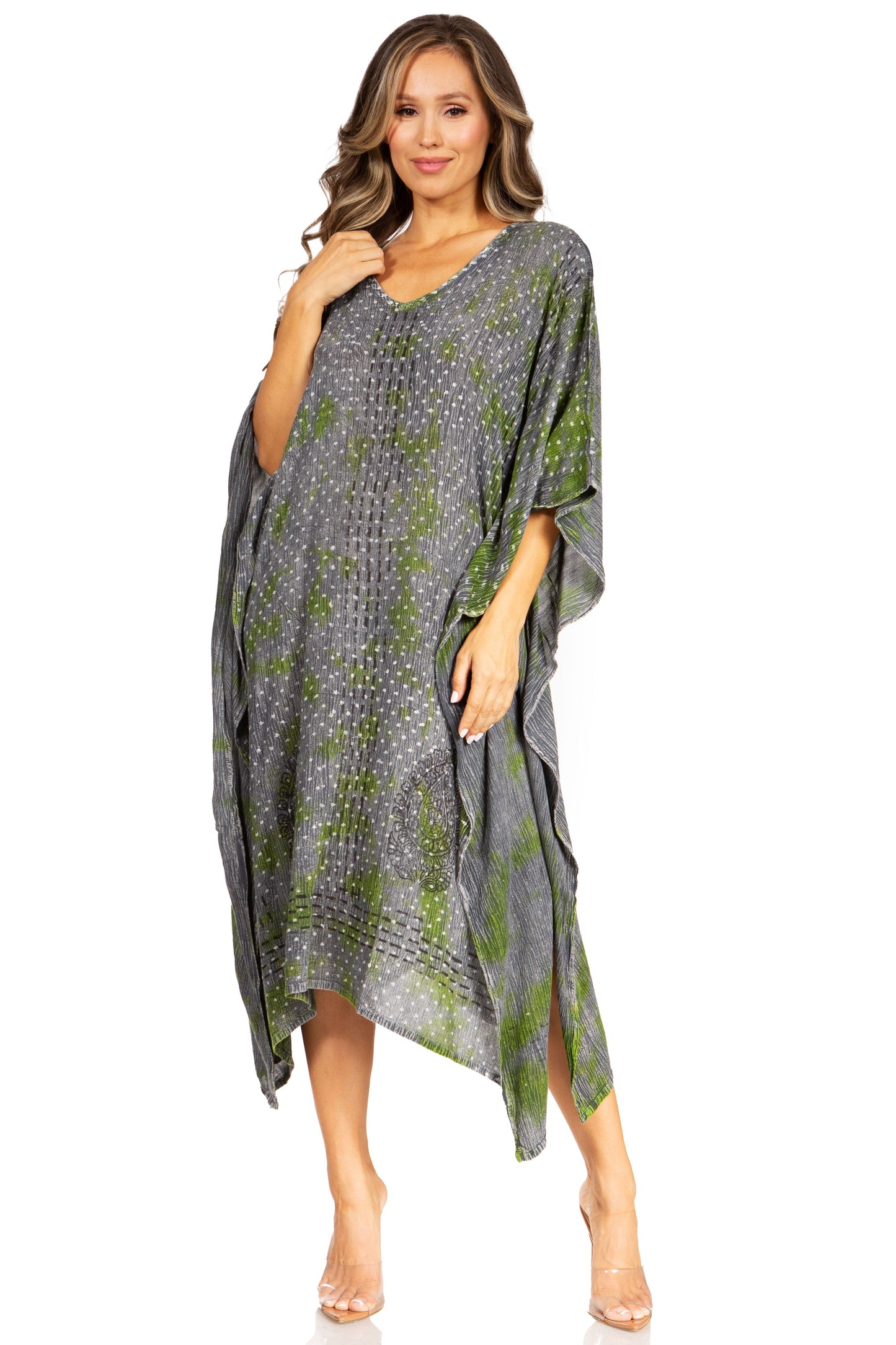 Sakkas Clementine Third Women's Tie Dye Caftan Dress/Cover Up Beach Kaftan Summer - Concordia Style Boutique