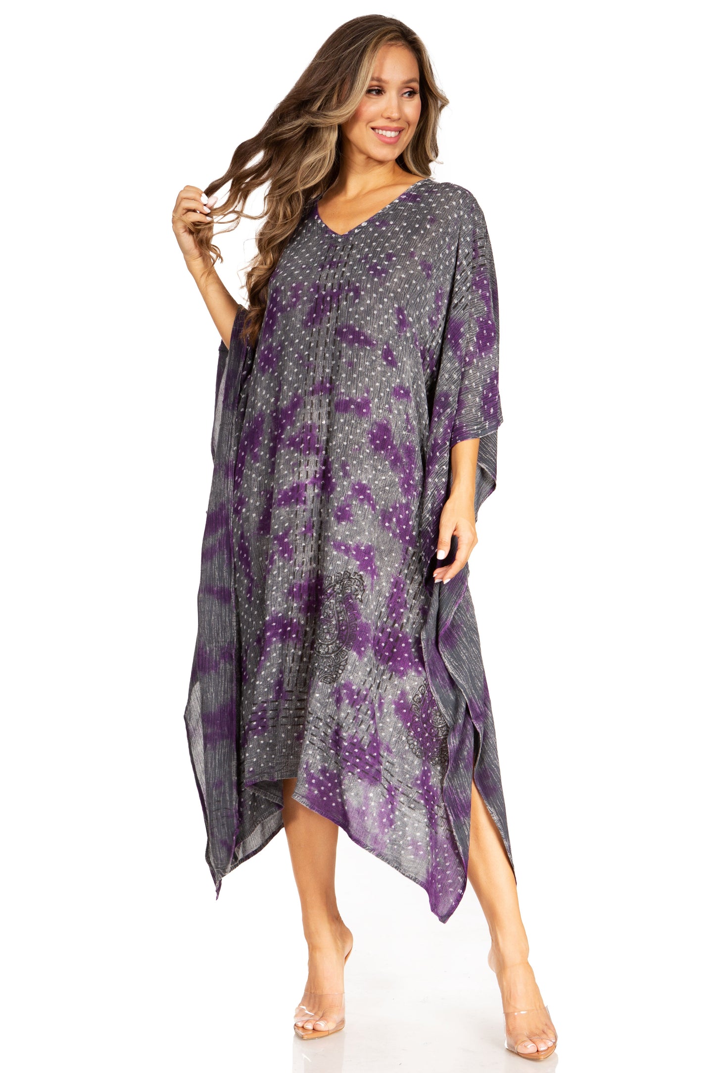 Sakkas Clementine Third Women's Tie Dye Caftan Dress/Cover Up Beach Kaftan Summer - Concordia Style Boutique
