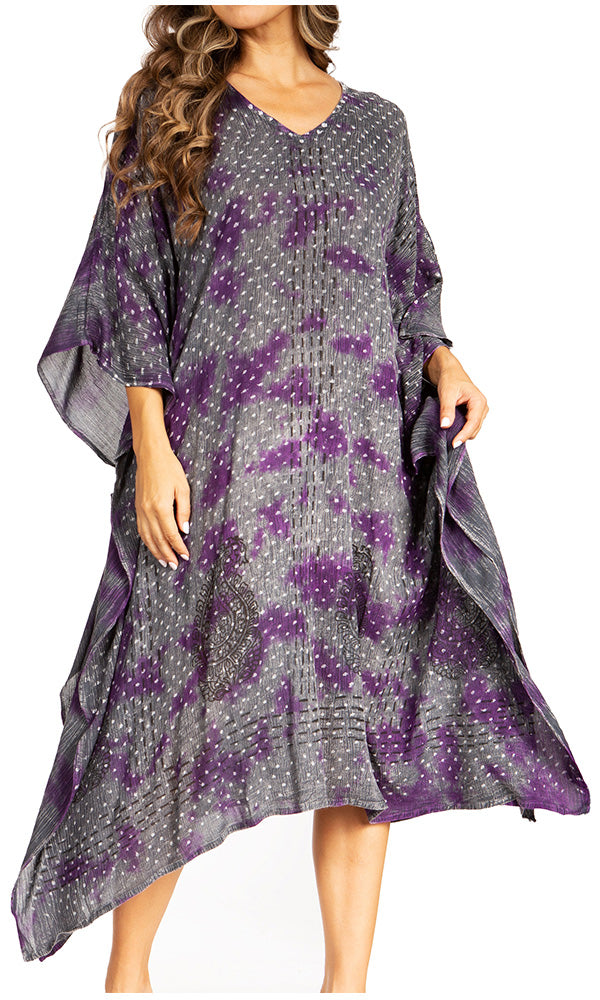 Sakkas Clementine Third Women's Tie Dye Caftan Dress/Cover Up Beach Kaftan Summer - Concordia Style Boutique