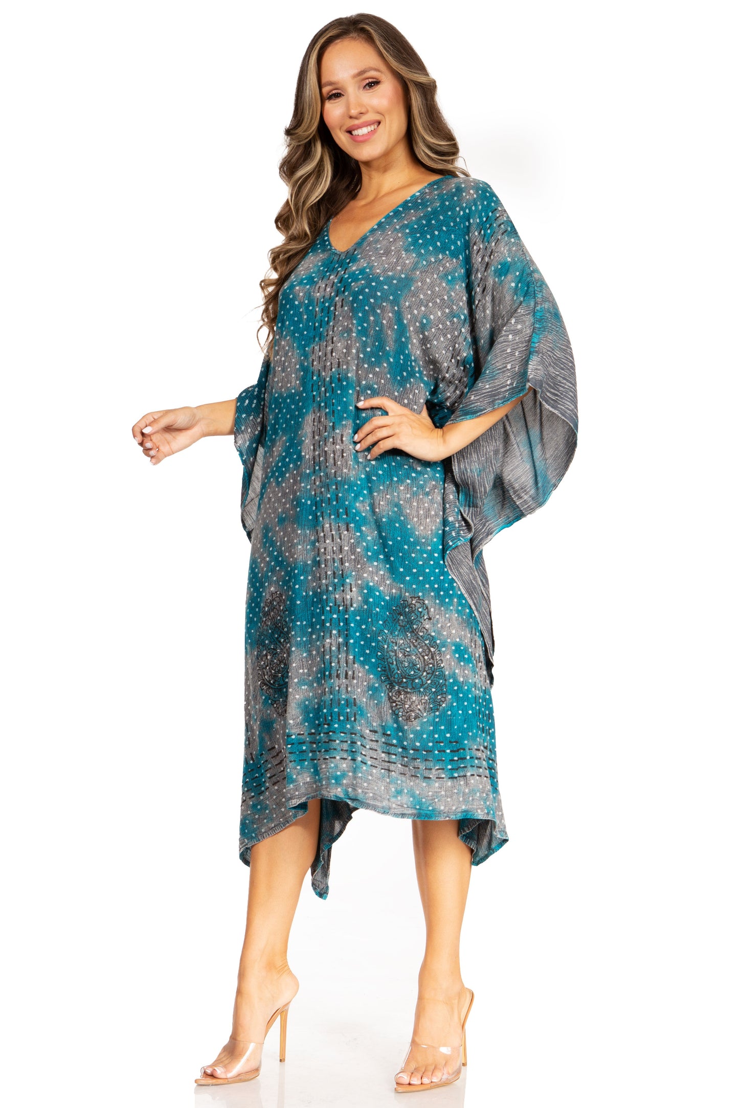 Sakkas Clementine Third Women's Tie Dye Caftan Dress/Cover Up Beach Kaftan Summer - Concordia Style Boutique
