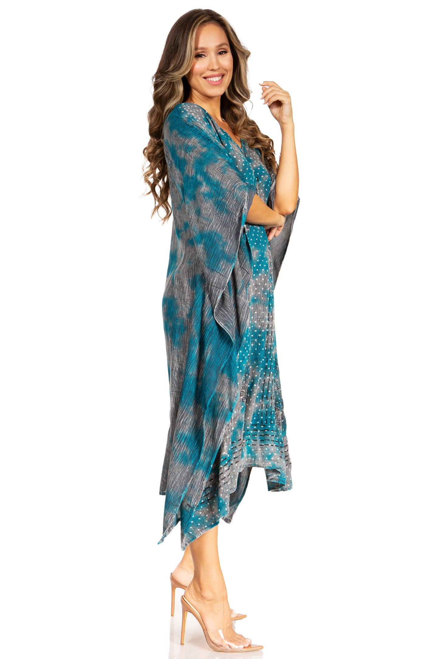 Sakkas Clementine Third Women's Tie Dye Caftan Dress/Cover Up Beach Kaftan Summer - Concordia Style Boutique