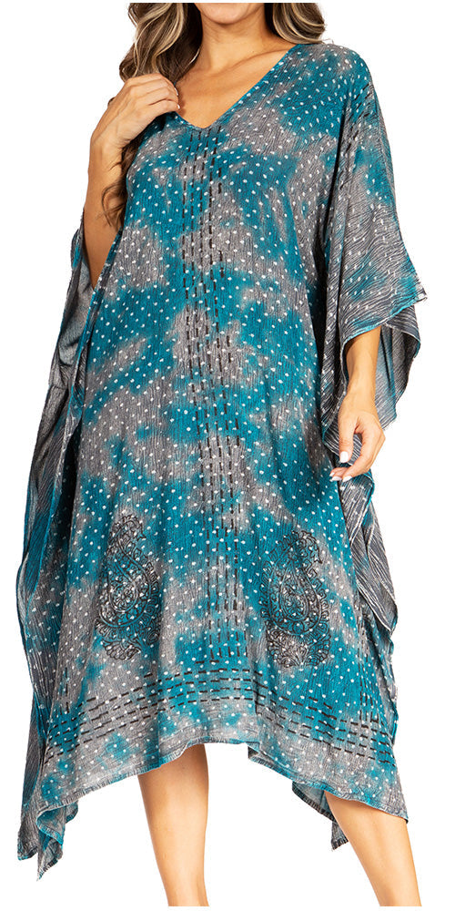 Sakkas Clementine Third Women's Tie Dye Caftan Dress/Cover Up Beach Kaftan Summer - Concordia Style Boutique