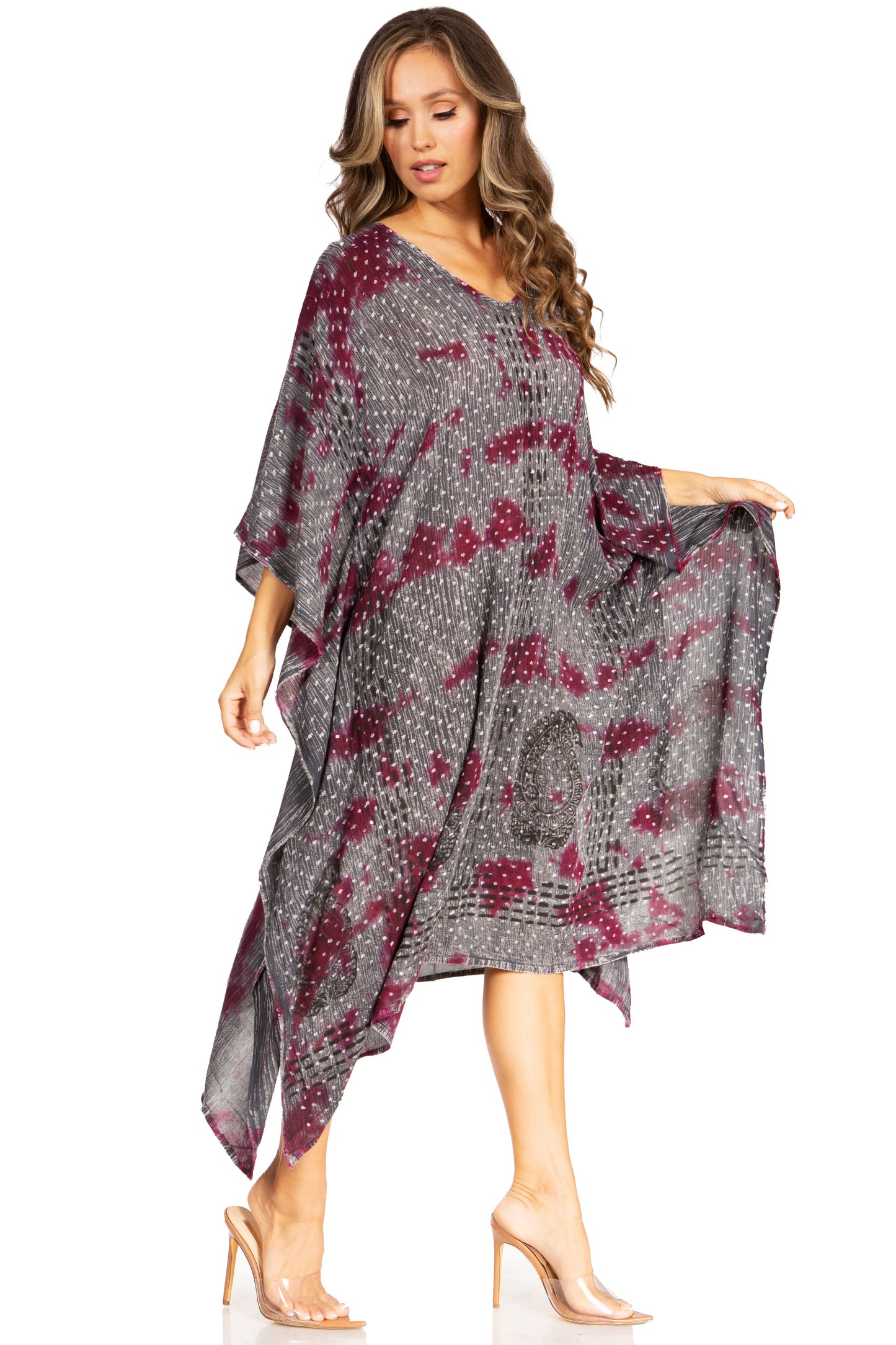 Sakkas Clementine Third Women's Tie Dye Caftan Dress/Cover Up Beach Kaftan Summer - Concordia Style Boutique