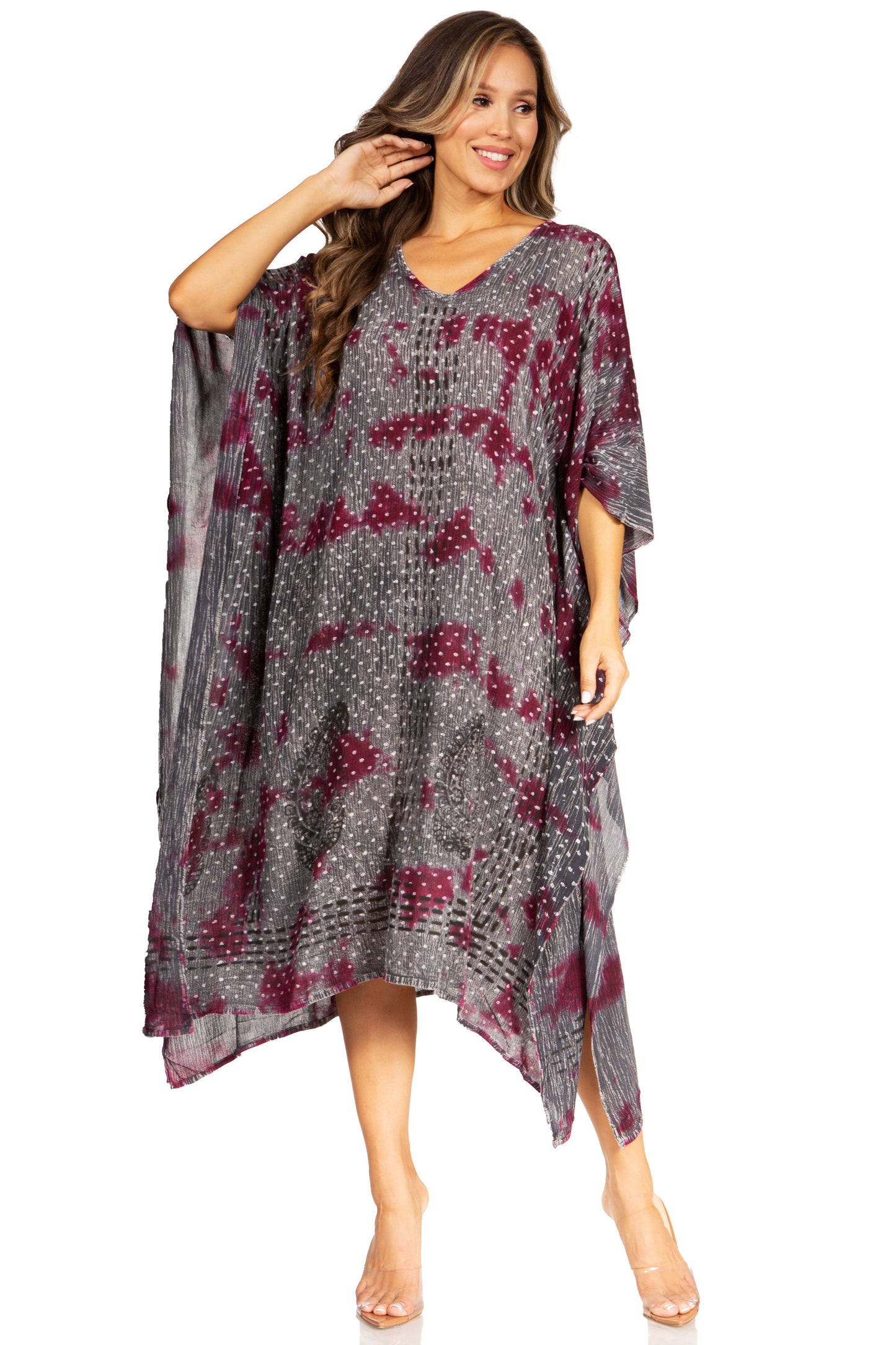Sakkas Clementine Third Women's Tie Dye Caftan Dress/Cover Up Beach Kaftan Summer - Concordia Style Boutique
