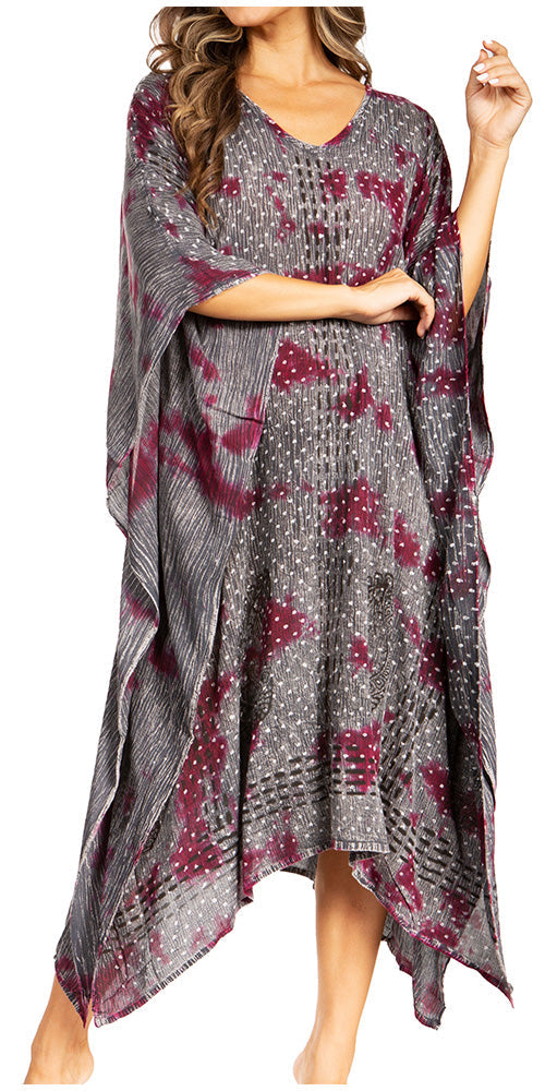 Sakkas Clementine Third Women's Tie Dye Caftan Dress/Cover Up Beach Kaftan Summer - Concordia Style Boutique
