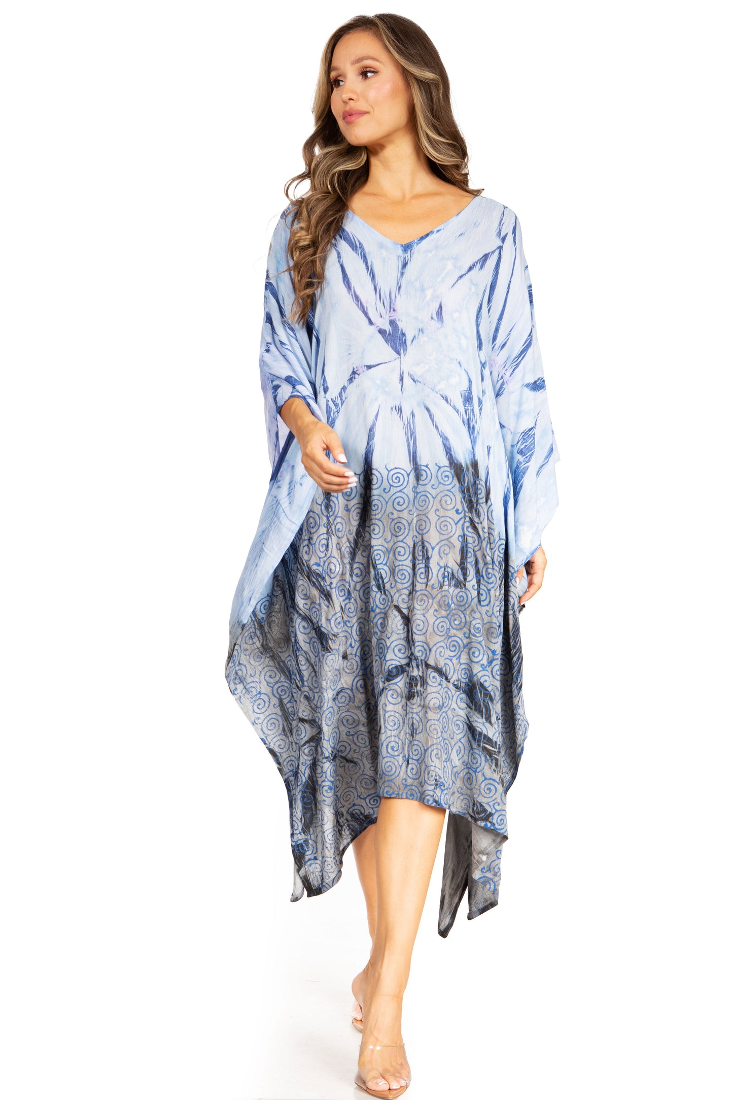 Sakkas Clementine Third Women's Tie Dye Caftan Dress/Cover Up Beach Kaftan Summer - Concordia Style Boutique