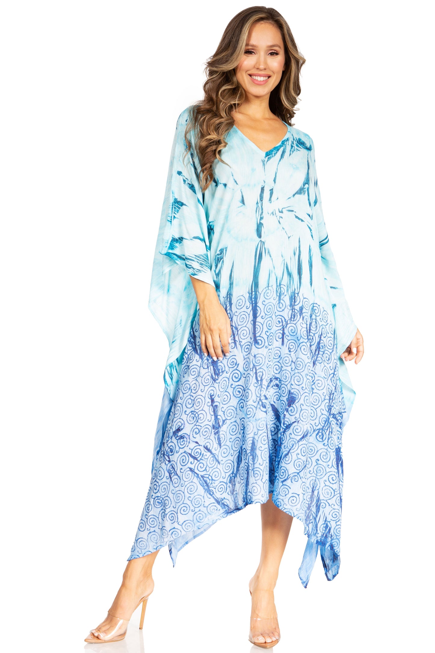Sakkas Clementine Third Women's Tie Dye Caftan Dress/Cover Up Beach Kaftan Summer - Concordia Style Boutique