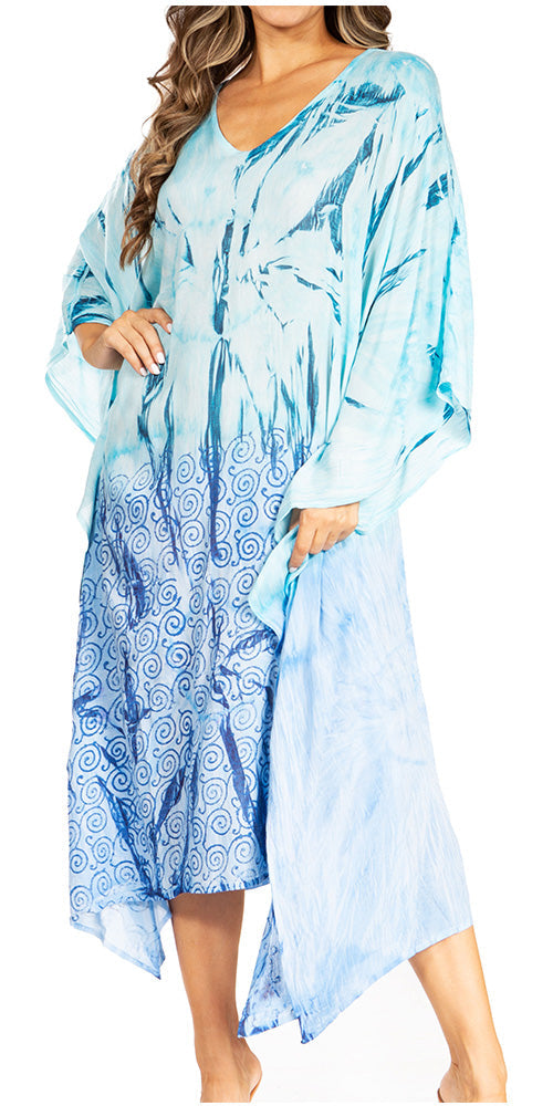 Sakkas Clementine Third Women's Tie Dye Caftan Dress/Cover Up Beach Kaftan Summer - Concordia Style Boutique