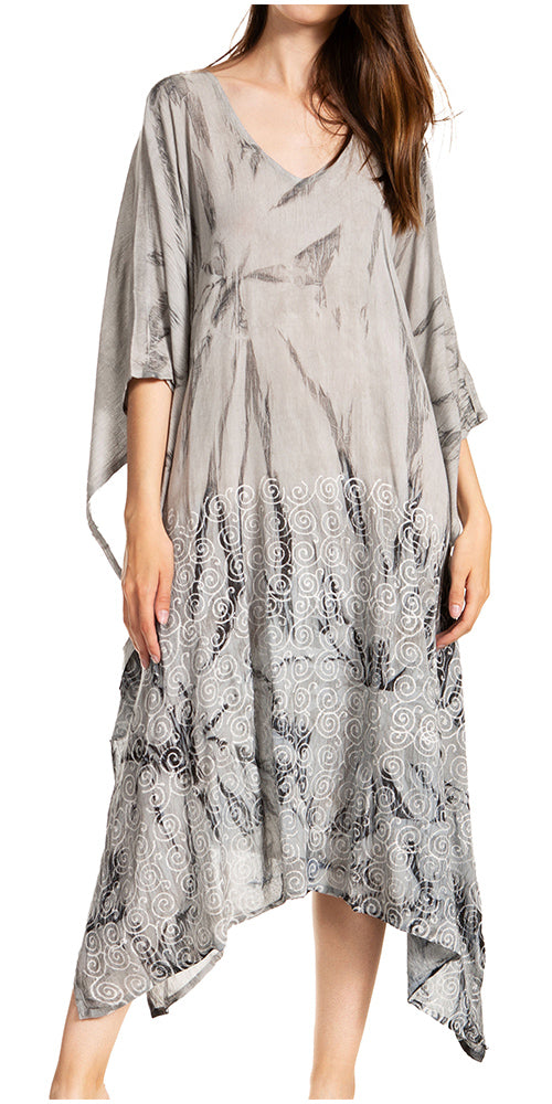 Sakkas Clementine Third Women's Tie Dye Caftan Dress/Cover Up Beach Kaftan Summer - Concordia Style Boutique